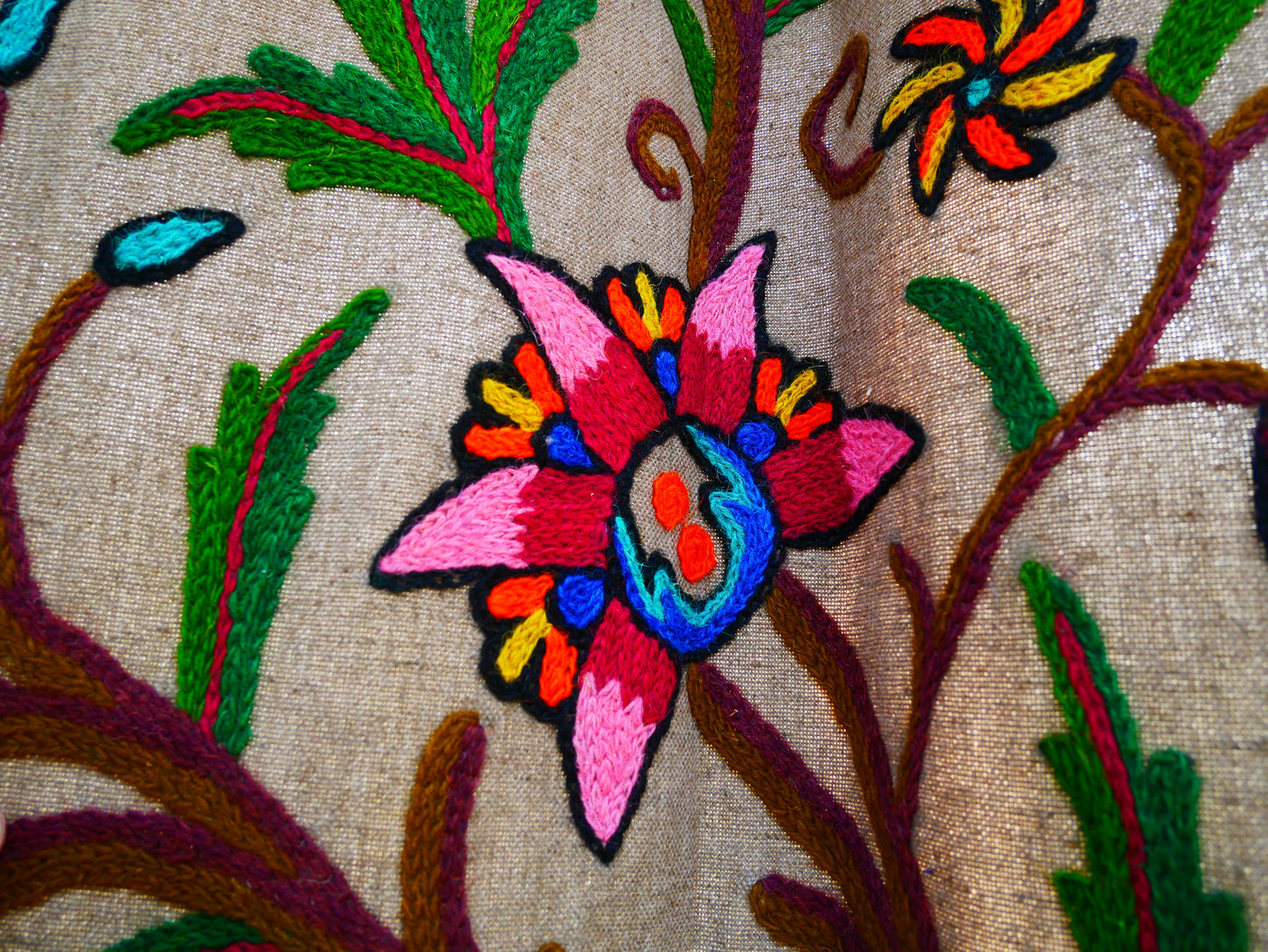 Amazing Embroidery curtain - Hand embroidered Flower curtains - Kashmiri cotton and wool bedroom curtain Boho