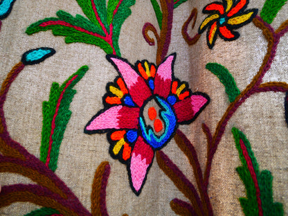 Amazing Embroidery curtain - Hand embroidered Flower curtains - Kashmiri cotton and wool bedroom curtain Boho