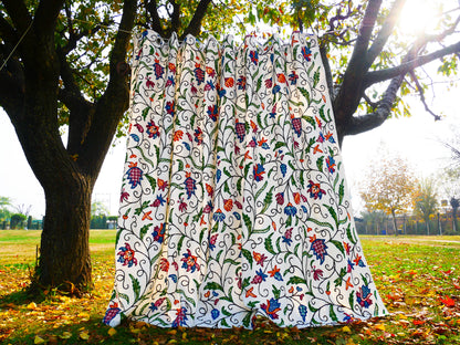 Kashmiri Embroidery curtain - Hand embroidered Flower curtains - cotton and wool bedroom curtain- Boho style
