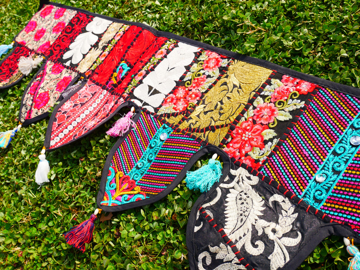 Handmade Indian Toran – colorful patchwork door hanging | Boho valance, hippie curtain & vibrant wall décor