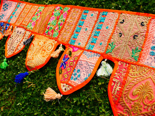 Indian Patchwork Toran – handmade door valance | Boho hippie curtain, window décor & wall tapestry
