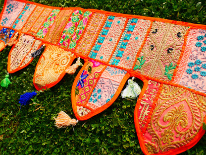 Indian Patchwork Toran – handmade door valance | Boho hippie curtain, window décor & wall tapestry