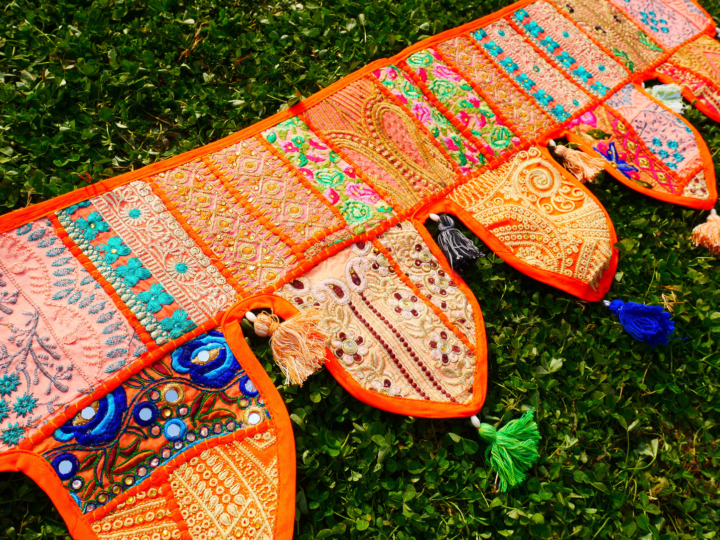 Indian Patchwork Toran – handmade door valance | Boho hippie curtain, window décor & wall tapestry