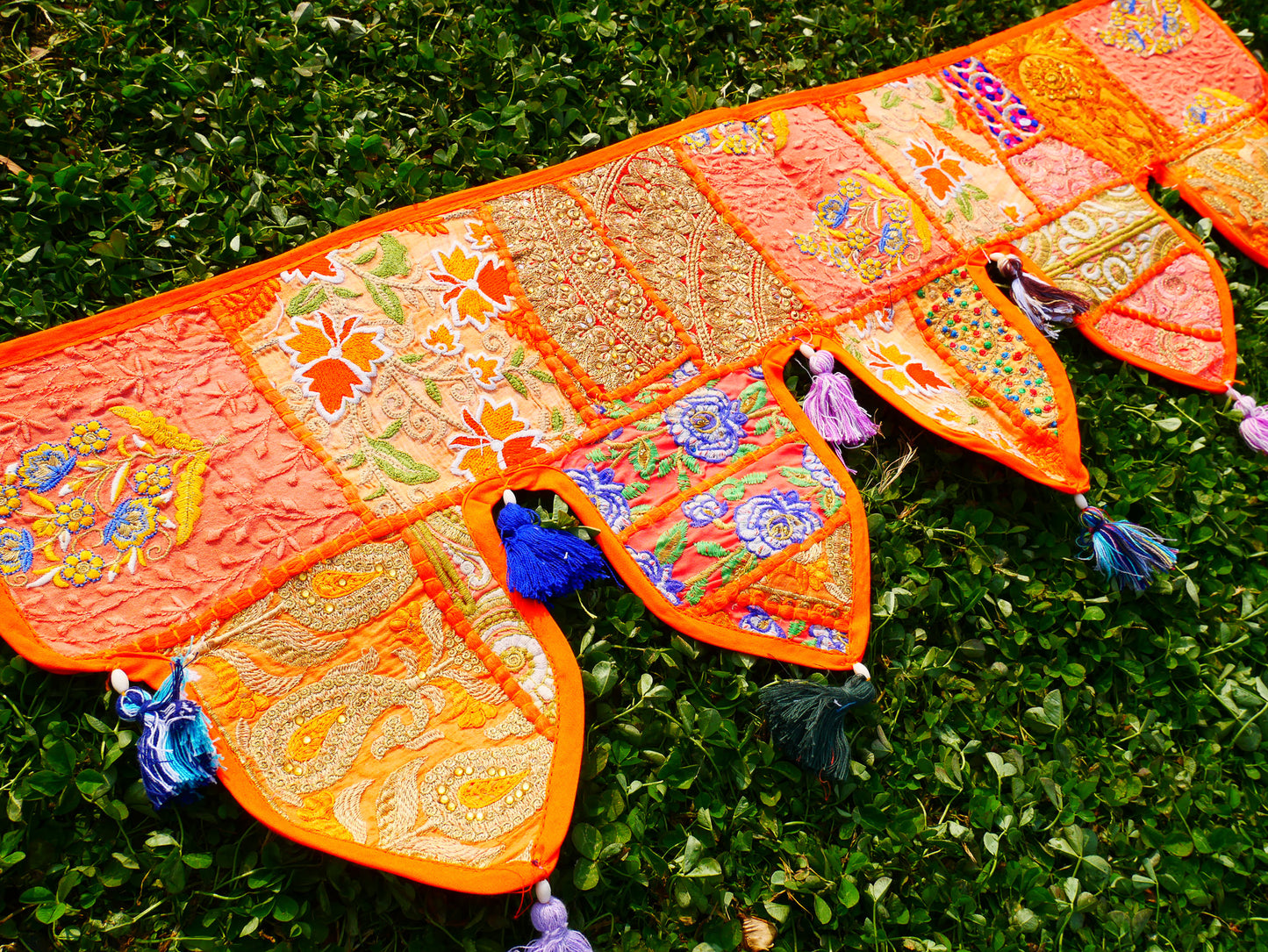 Indian Patchwork Toran – handmade door valance | Boho hippie curtain, window décor & wall tapestry