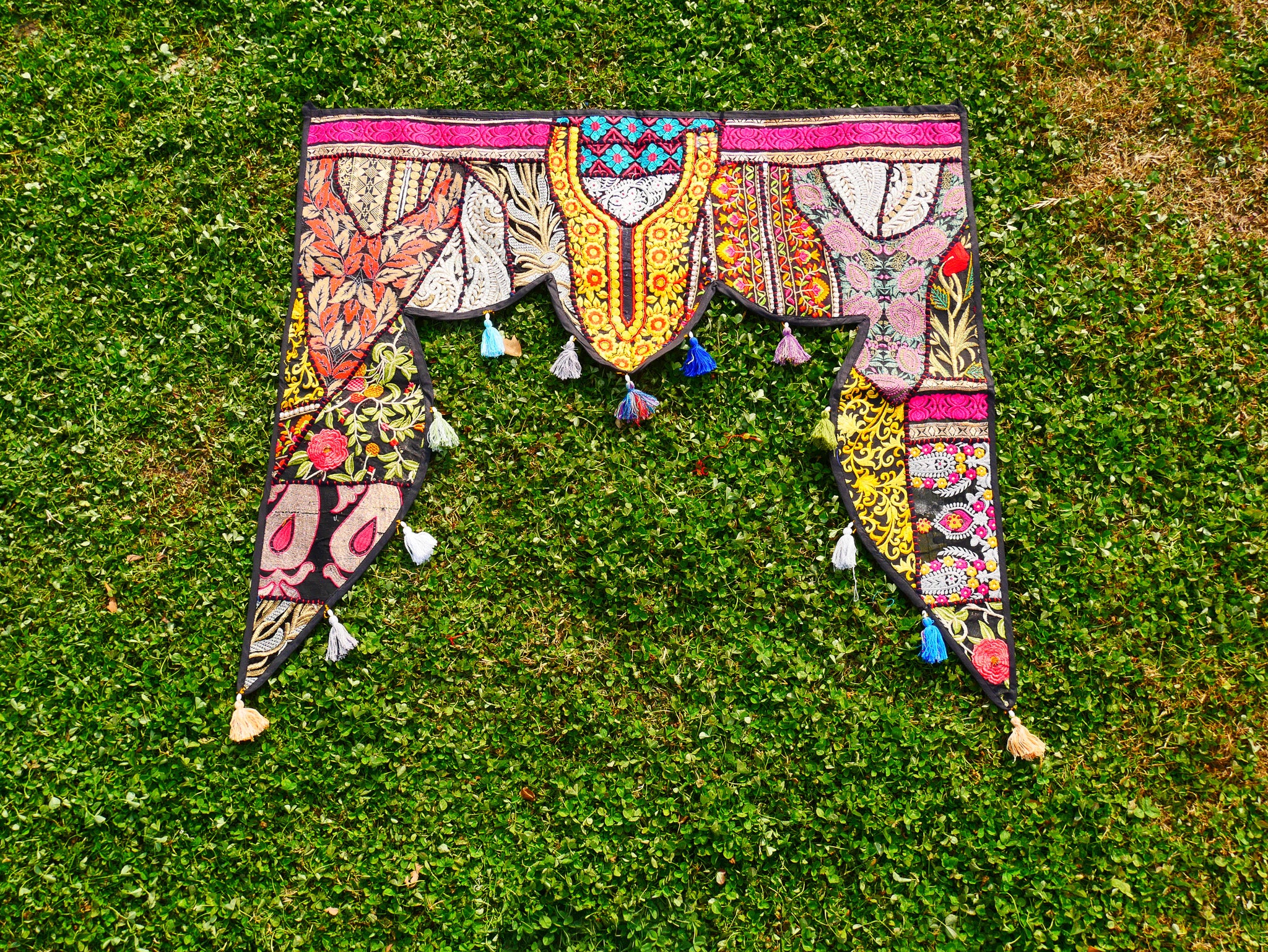 Indian Door hanging - Boho door valance | bohemian wall hanging - patchwork tapestry |  multicolor