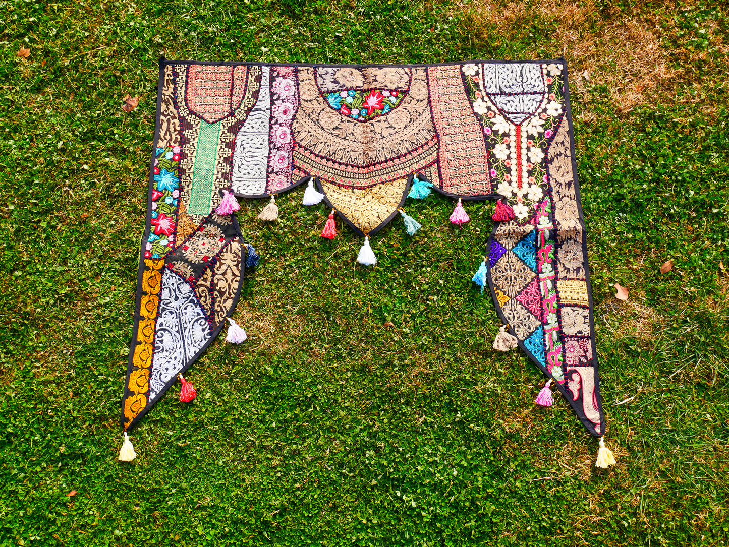 Indian Door hanging - Boho door valance | bohemian wall hanging - patchwork tapestry |  multicolor