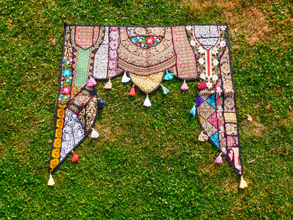 Indian Door hanging - Boho door valance | bohemian wall hanging - patchwork tapestry |  multicolor