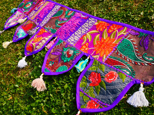 Handmade Patchwork Toran – Boho Door Valance, Hippie Window Hanging & Colorful Wall Decor