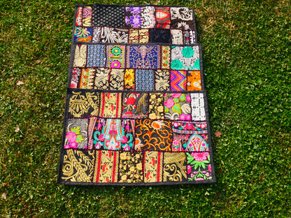 Colorful throw pillow - Indian patchwork cushion cover hippie chic | colorful, decorative pillow case for bohemian decor | patchwork pillow hippie cushion COVER