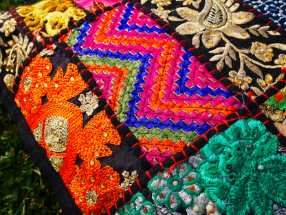 Colorful throw pillow - Indian patchwork cushion cover hippie chic | colorful, decorative pillow case for bohemian decor | patchwork pillow hippie cushion COVER