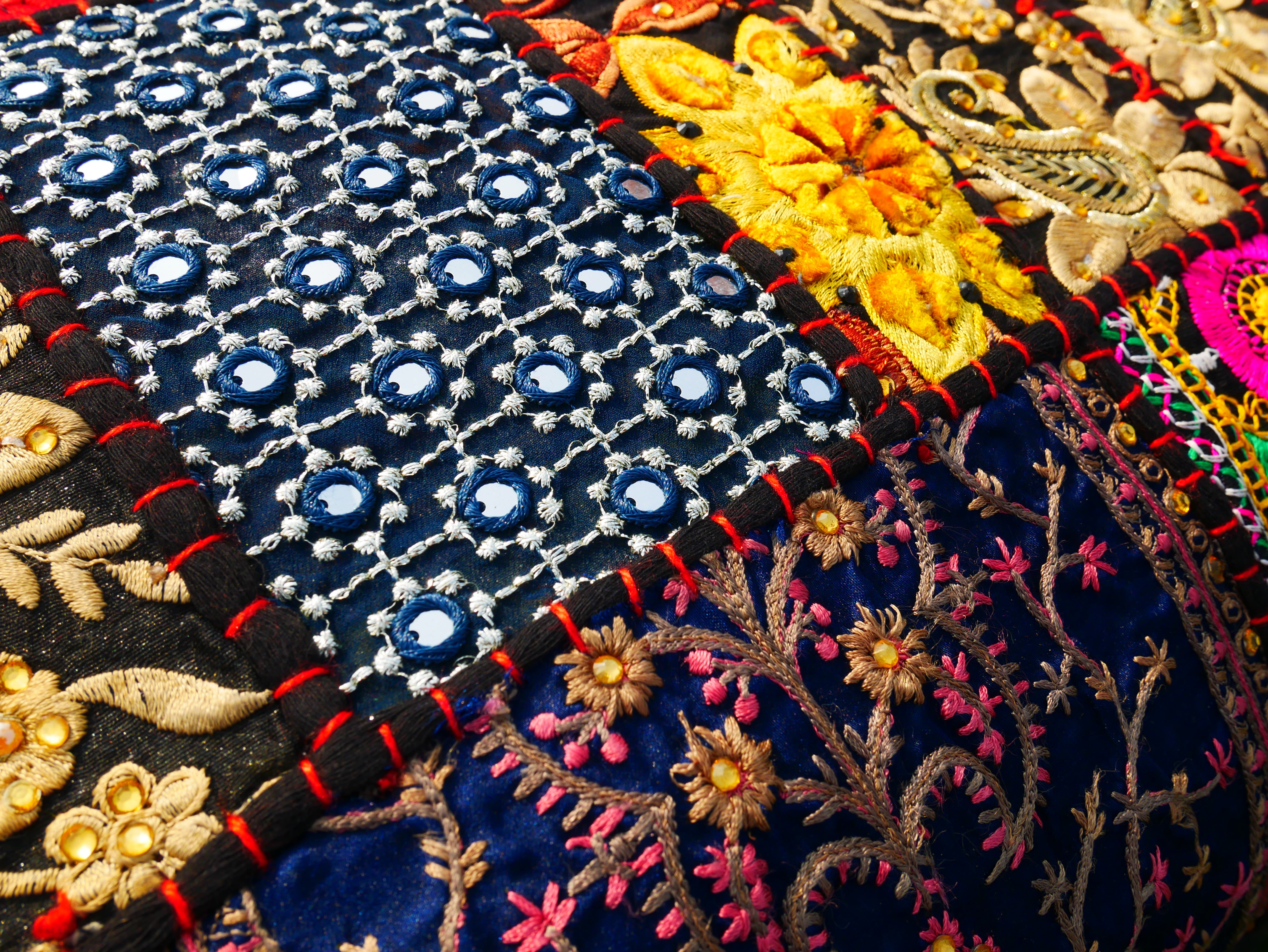 Colorful throw pillow - Indian patchwork cushion cover hippie chic | colorful, decorative pillow case for bohemian decor | patchwork pillow hippie cushion COVER