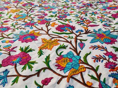 Bohemian luxury bedding "Valley of blooms" hand embroidered bed thow