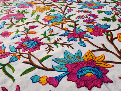 Bohemian luxury bedding "Valley of blooms" hand embroidered bed thow