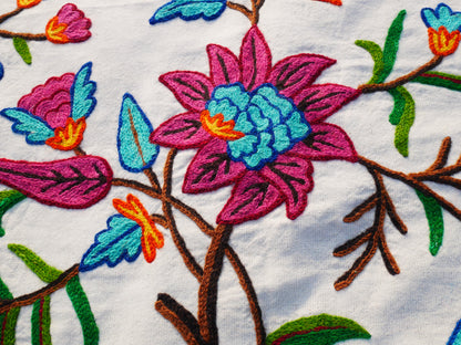 Bohemian luxury bedding "Valley of blooms" hand embroidered bed thow