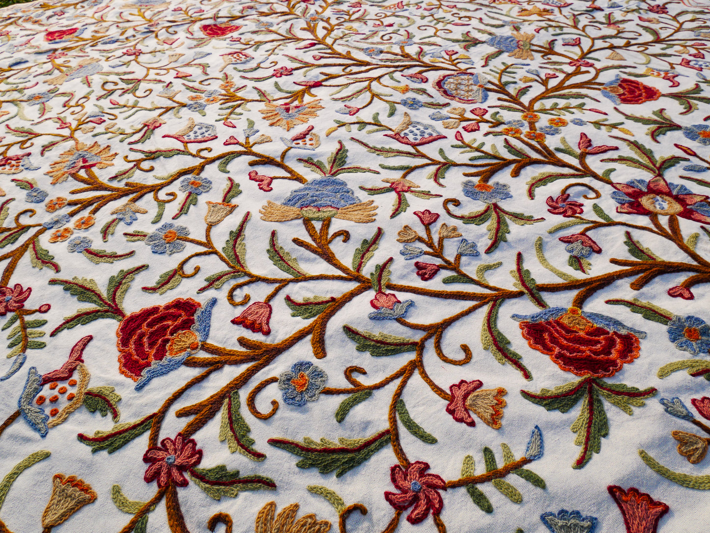 Bohemian luxury bedding "Dream of Kashmir" hand embroidered bed thow