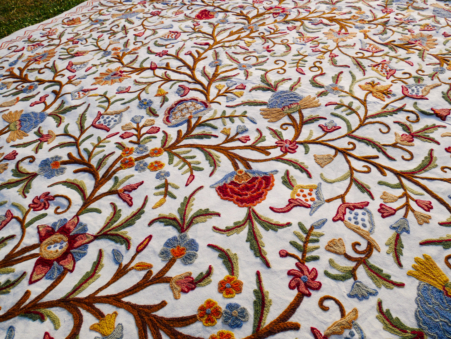 Bohemian luxury bedding "Dream of Kashmir" hand embroidered bed thow