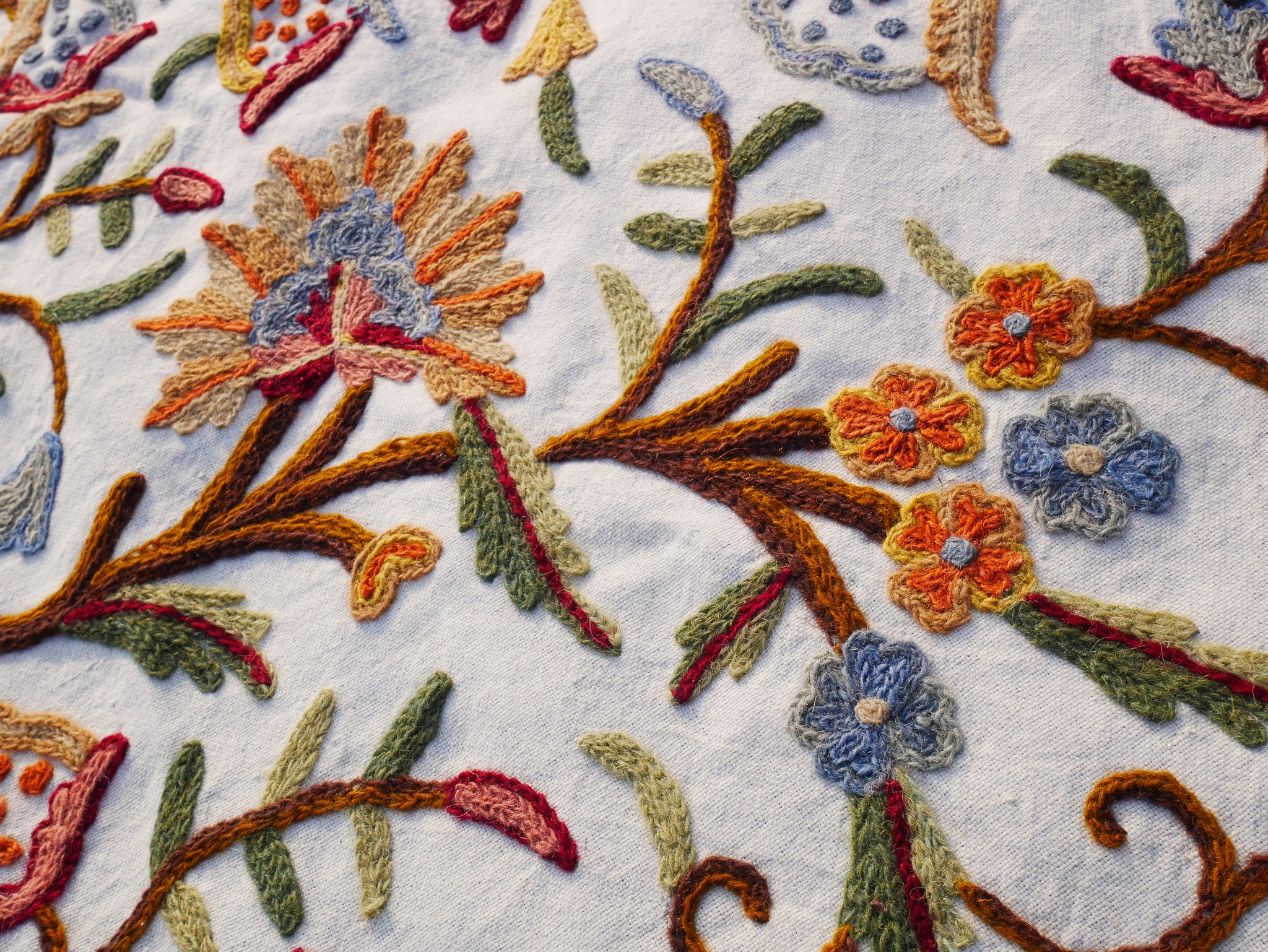 Bohemian luxury bedding "Dream of Kashmir" hand embroidered bed thow