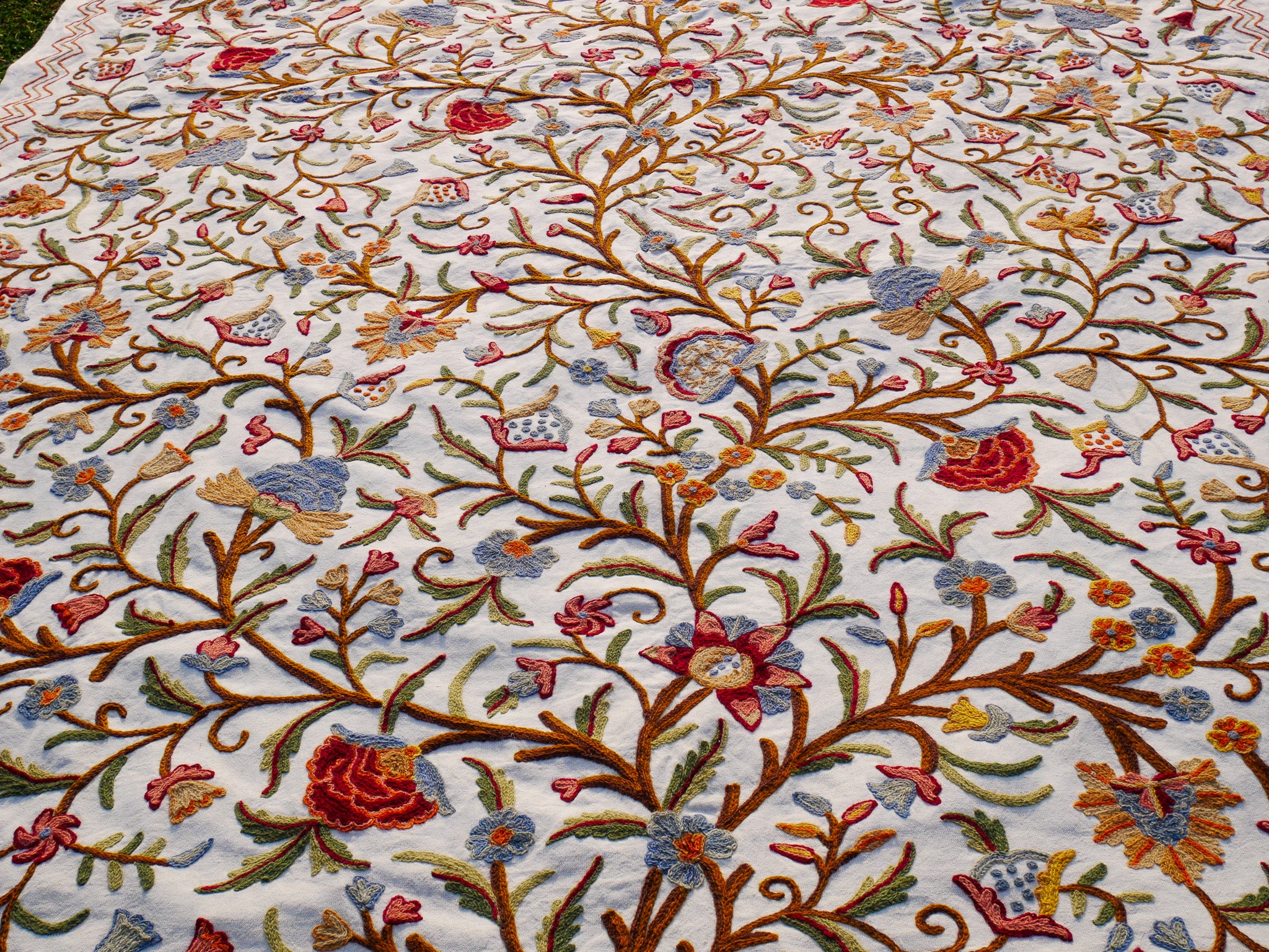 Bohemian luxury bedding "Dream of Kashmir" hand embroidered bed thow