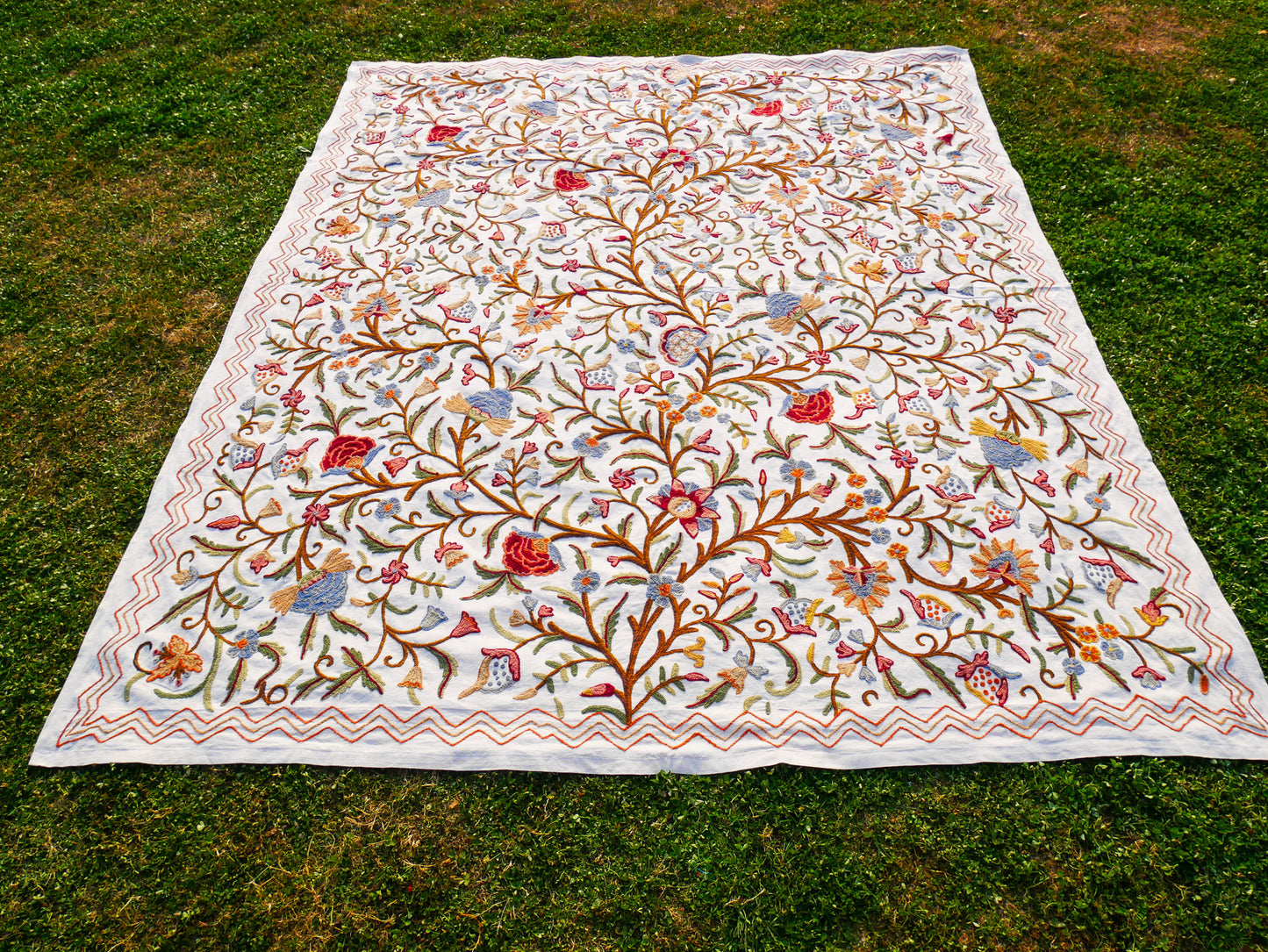 Bohemian luxury bedding "Dream of Kashmir" hand embroidered bed thow