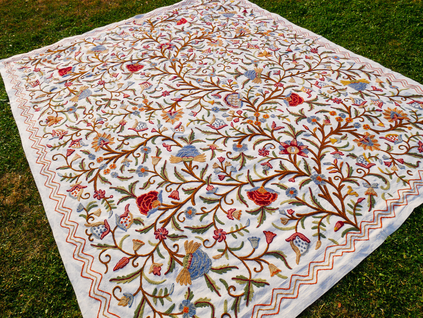 Bohemian luxury bedding "Dream of Kashmir" hand embroidered bed thow