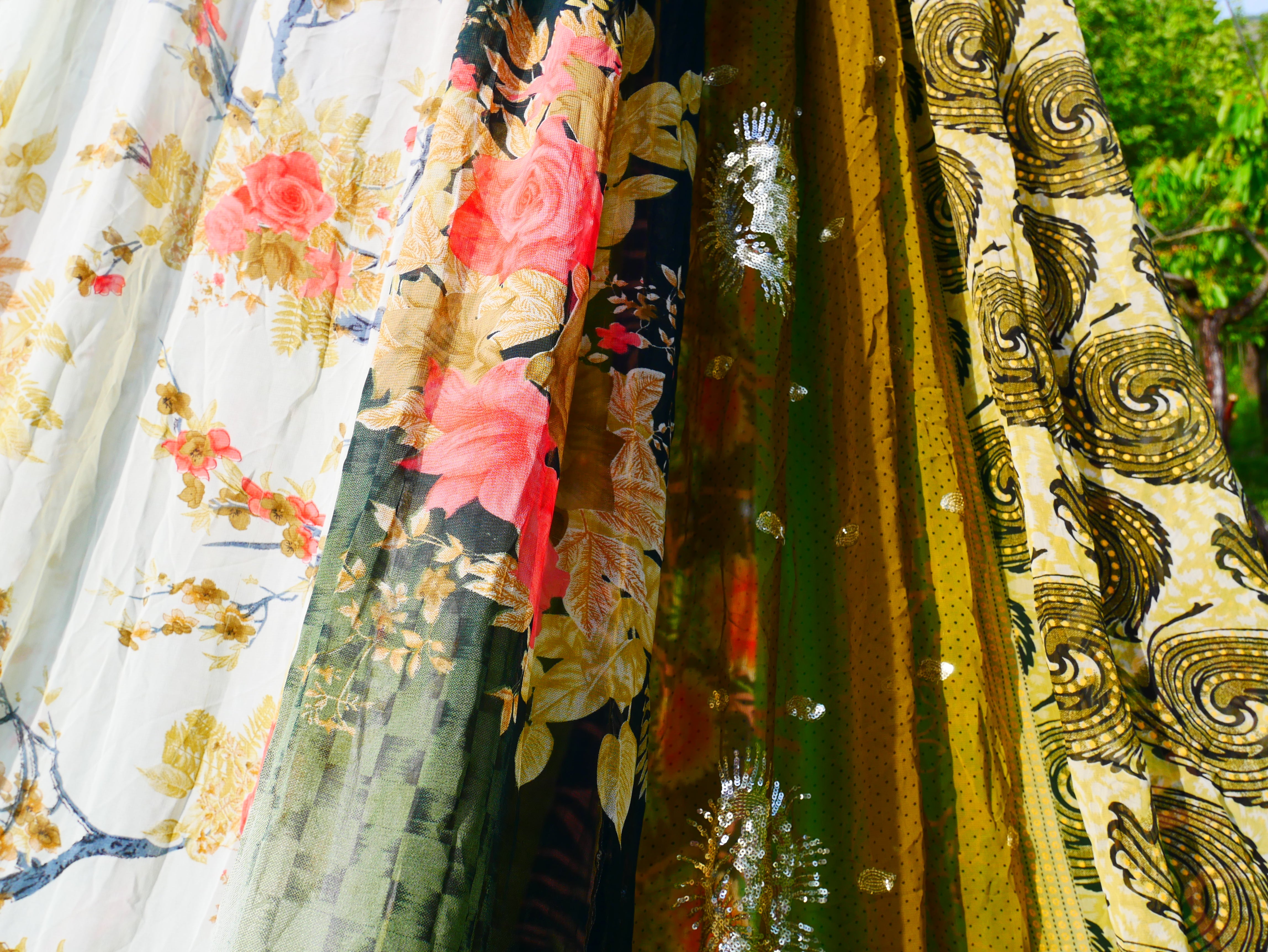 Shanti Canopy Saree tent - bed canopy | Kashmiri baldachin for Meditation Spaces or Reading nooks