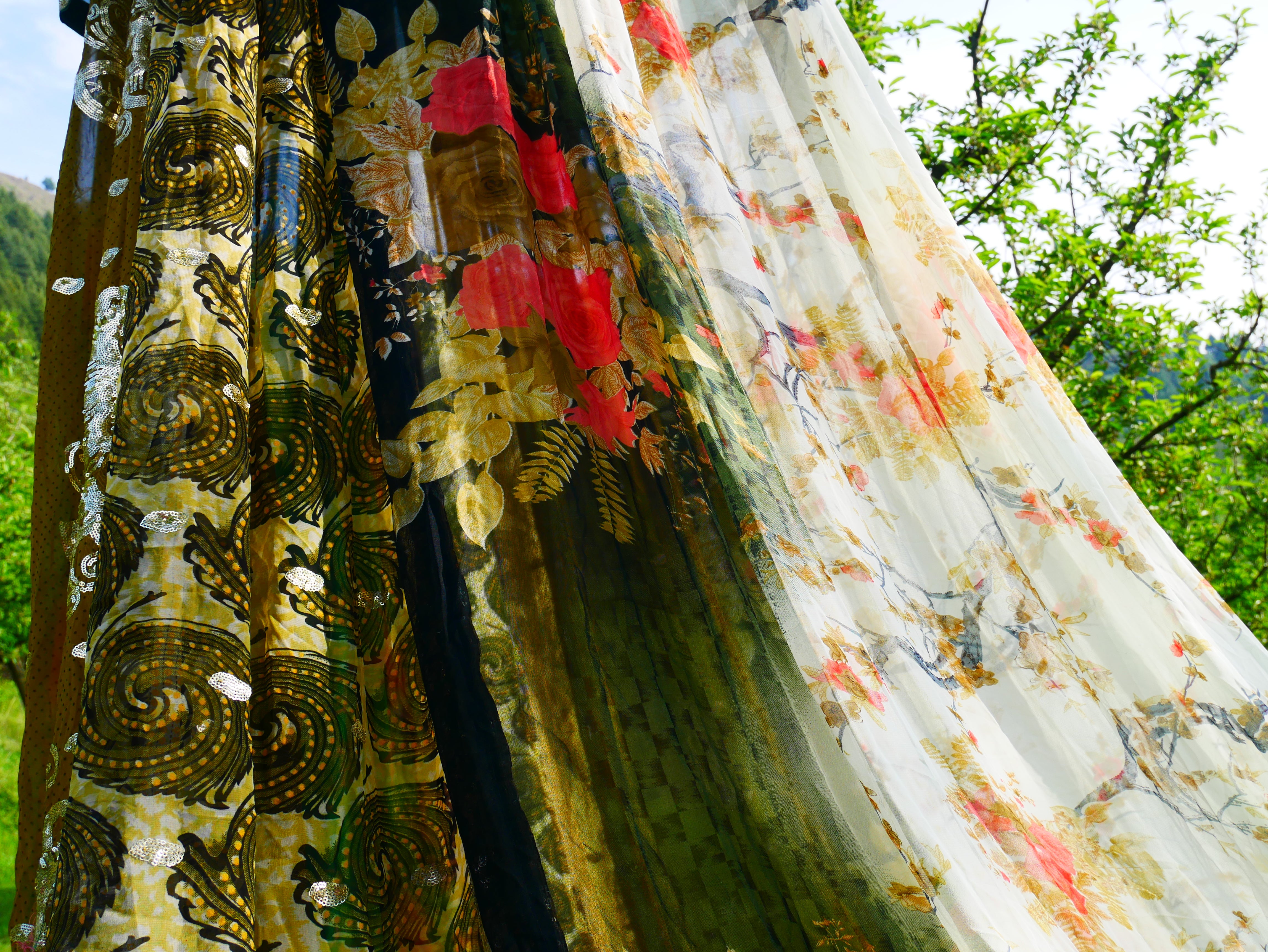 Shanti Canopy Saree tent - bed canopy | Kashmiri baldachin for Meditation Spaces or Reading nooks