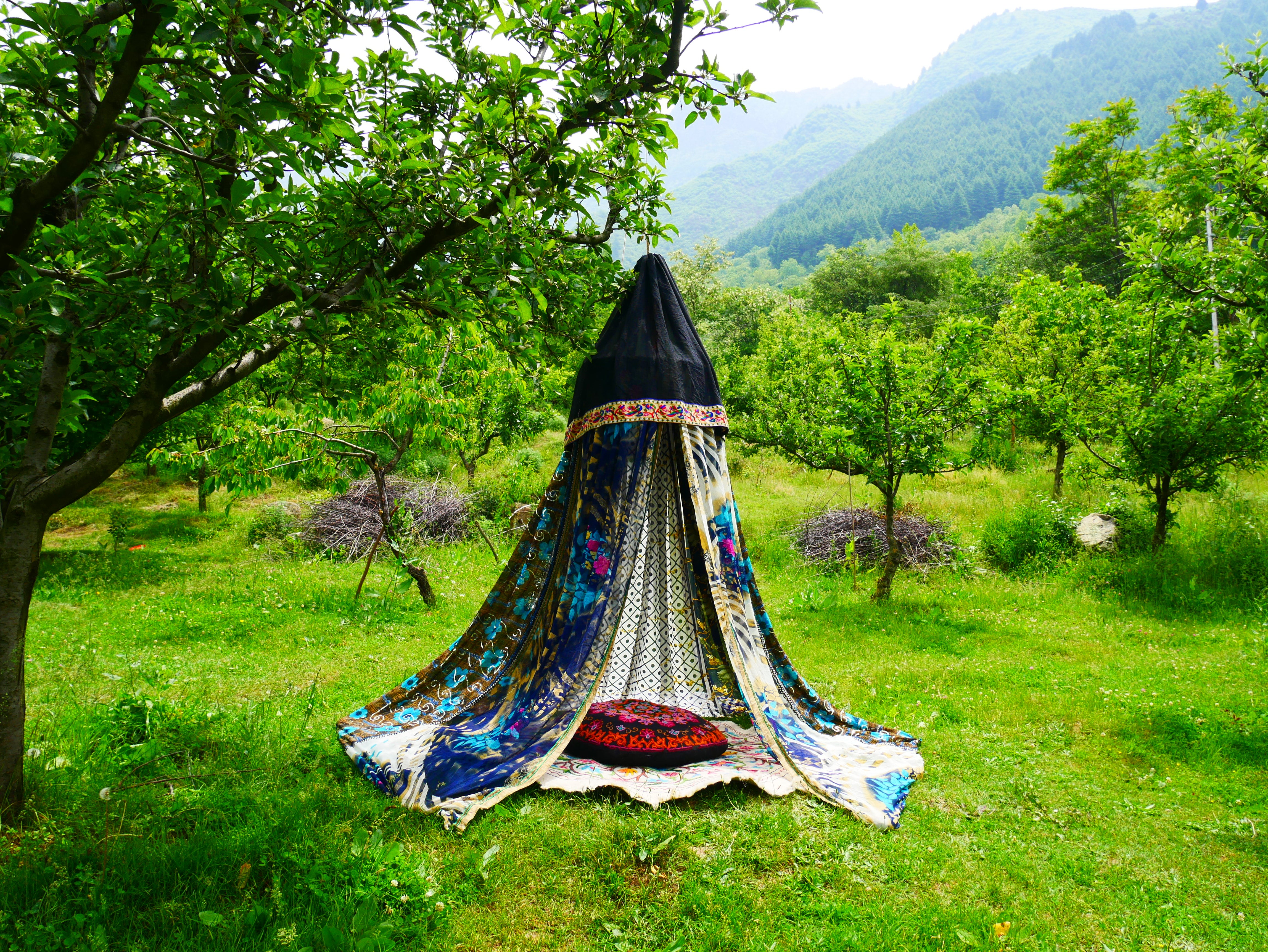 Dosel de saree - tienda de campaña interior - dosel de cama | telón de fondo para bodas bohemias | sala de meditación - rincón de lectura