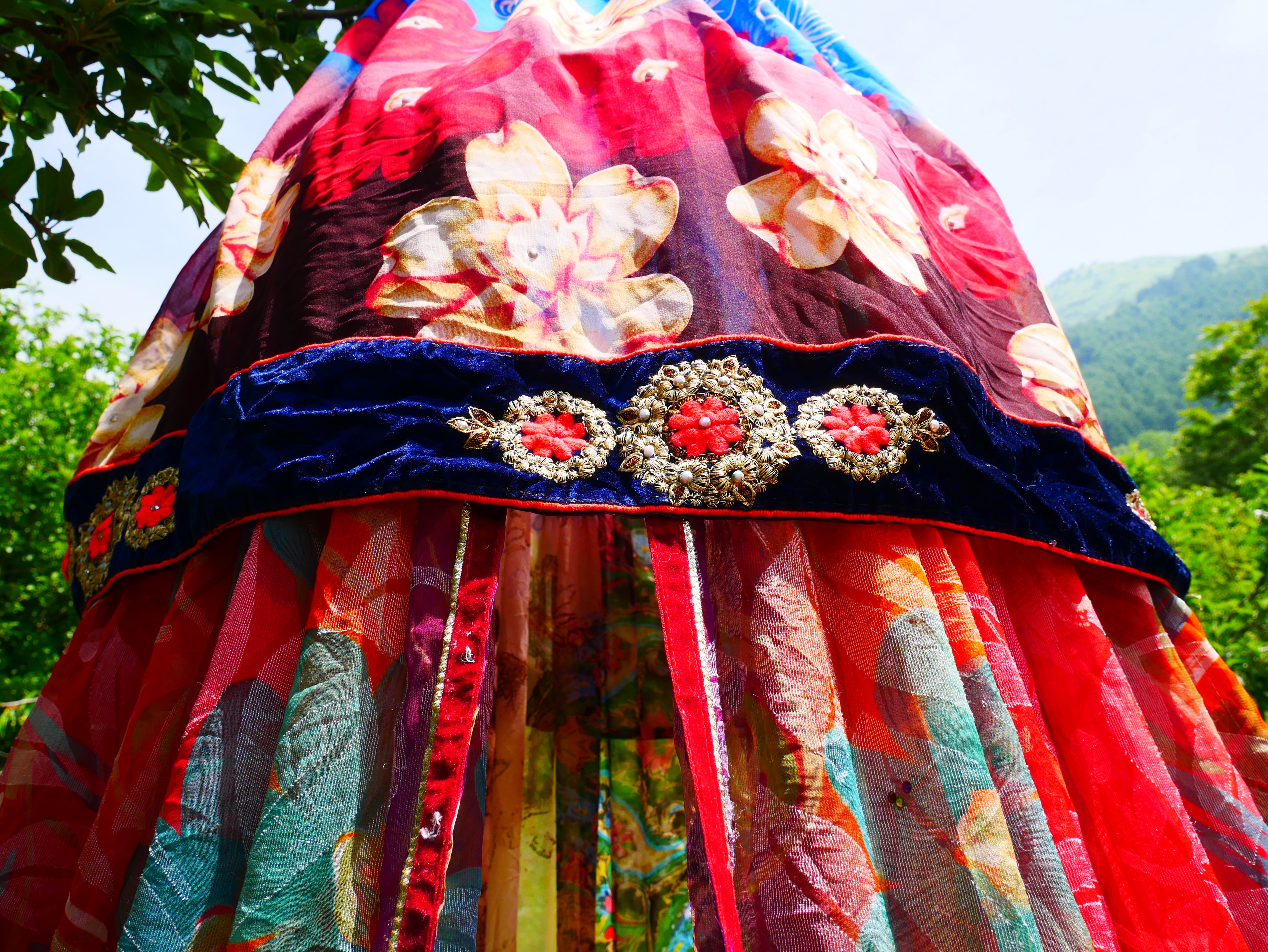 Shanti Canopy Saree tent - bed canopy | Kashmiri baldachin for Meditation Spaces or Reading nooks