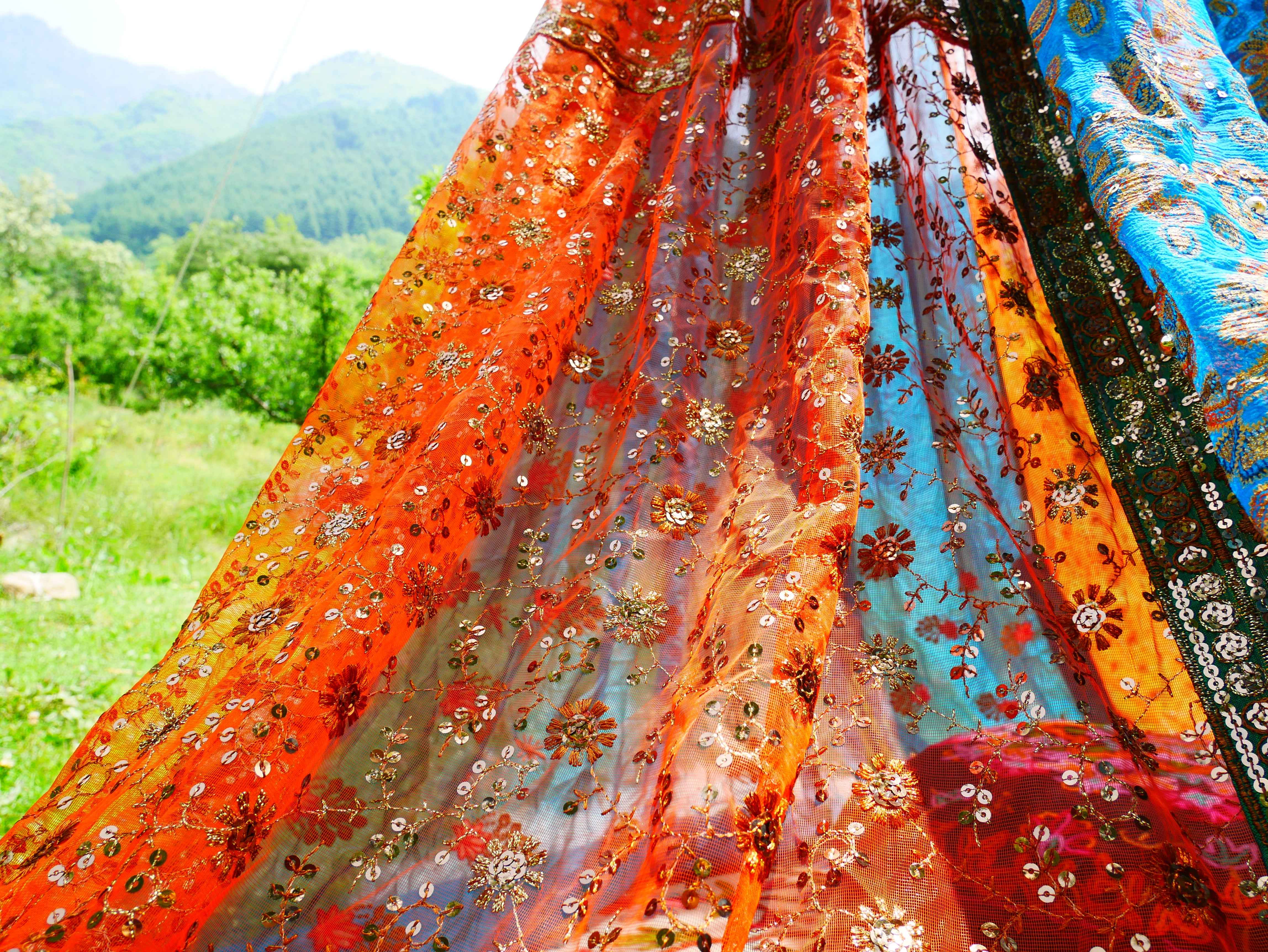 Shanti baldachin for Meditation Spaces or Reading nook - Kashmiri Canopy Saree tent