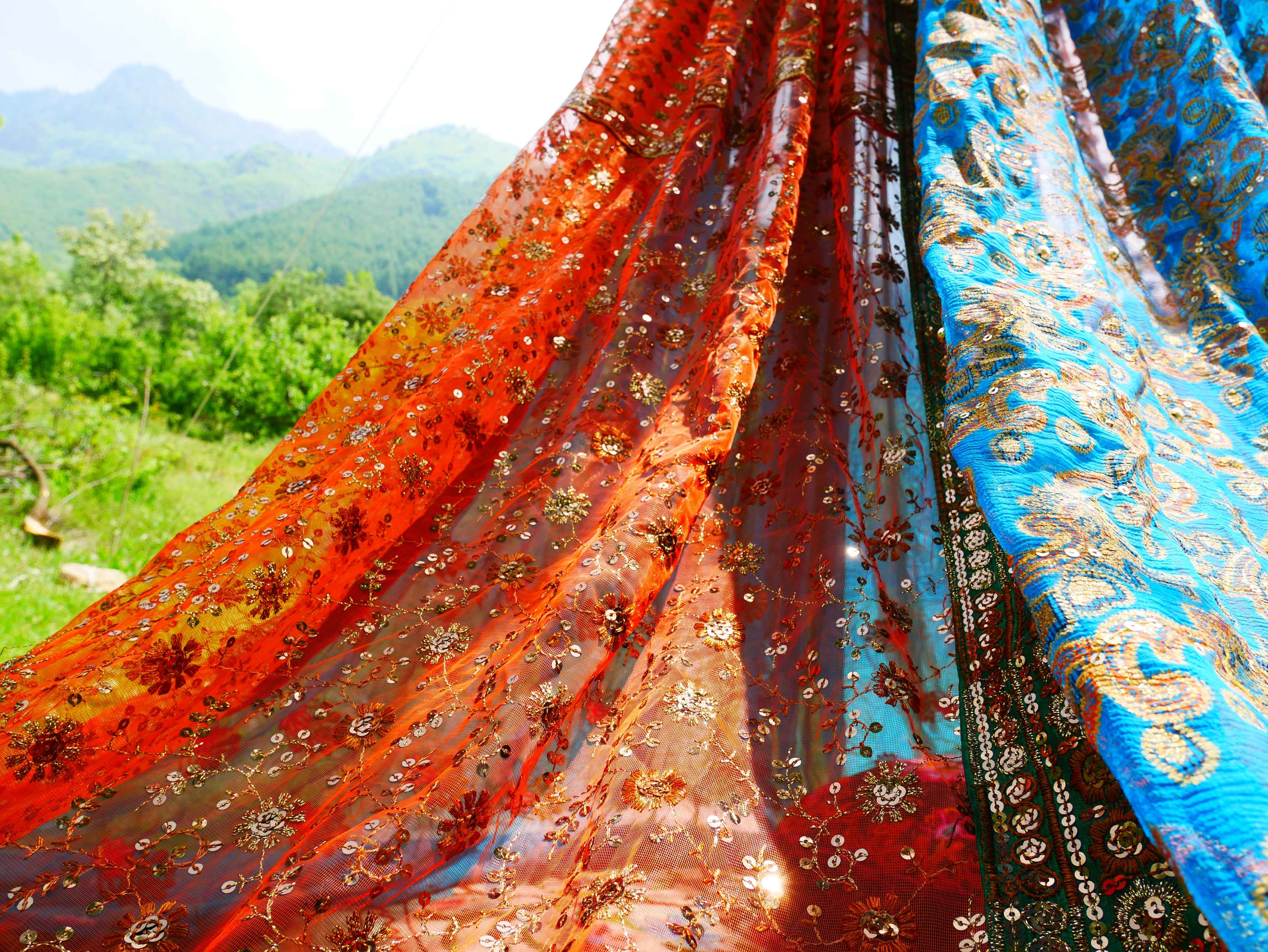 Shanti baldachin for Meditation Spaces or Reading nook - Kashmiri Canopy Saree tent