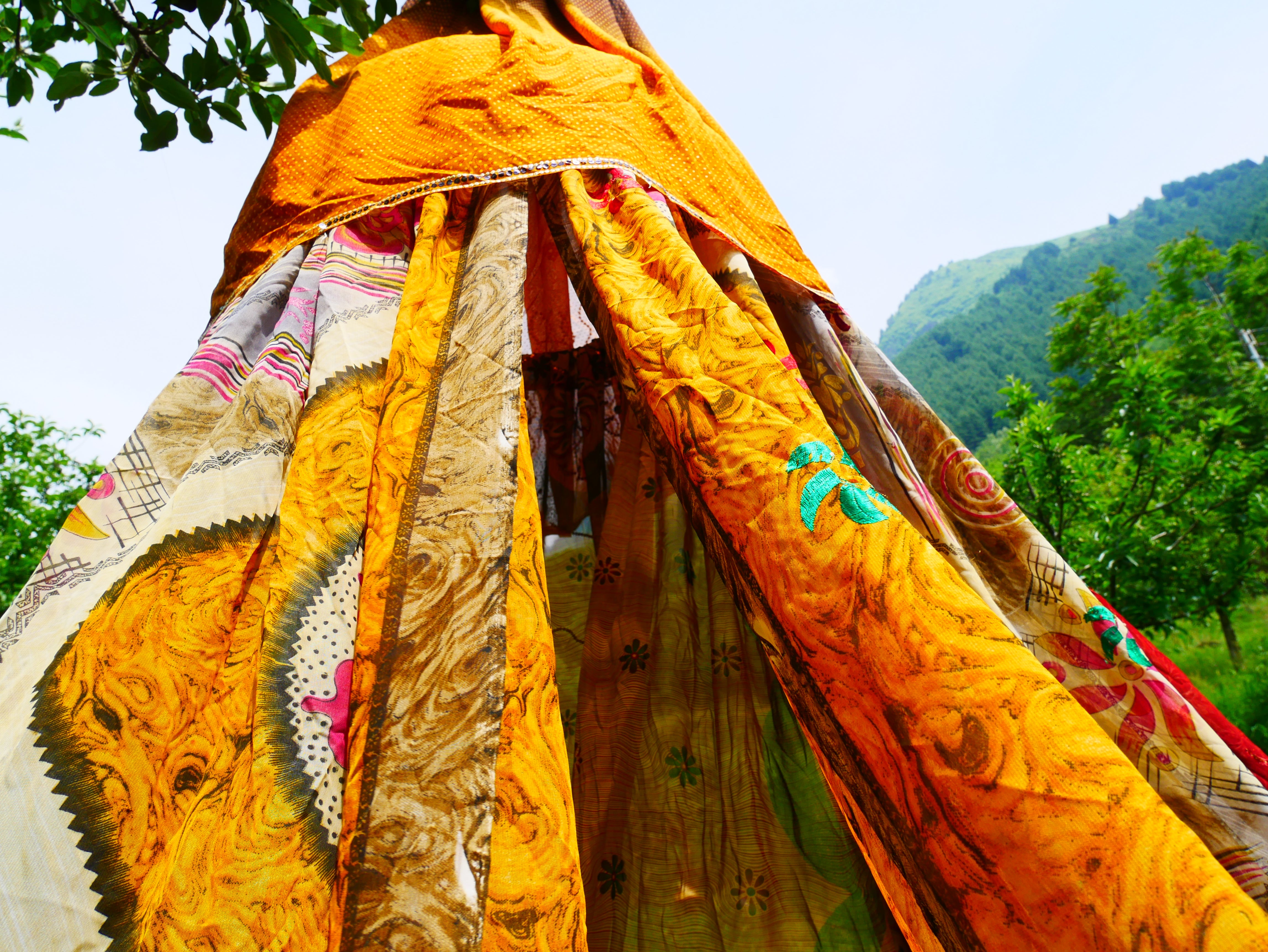 Shanti Canopy Saree tent - bed canopy | Kashmiri baldachin for Meditation Spaces or Reading nooks