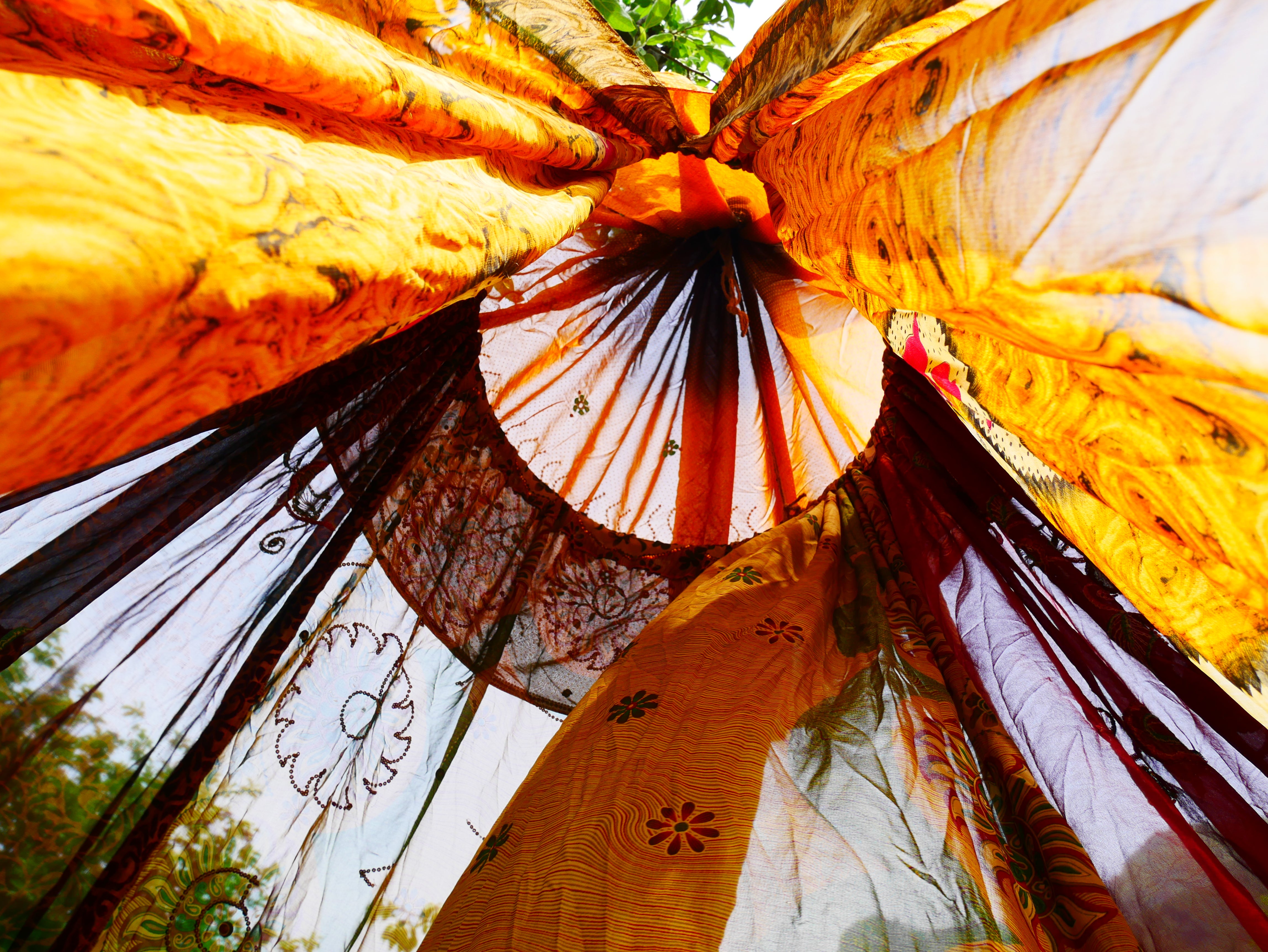 Shanti Canopy Saree tent - bed canopy | Kashmiri baldachin for Meditation Spaces or Reading nooks