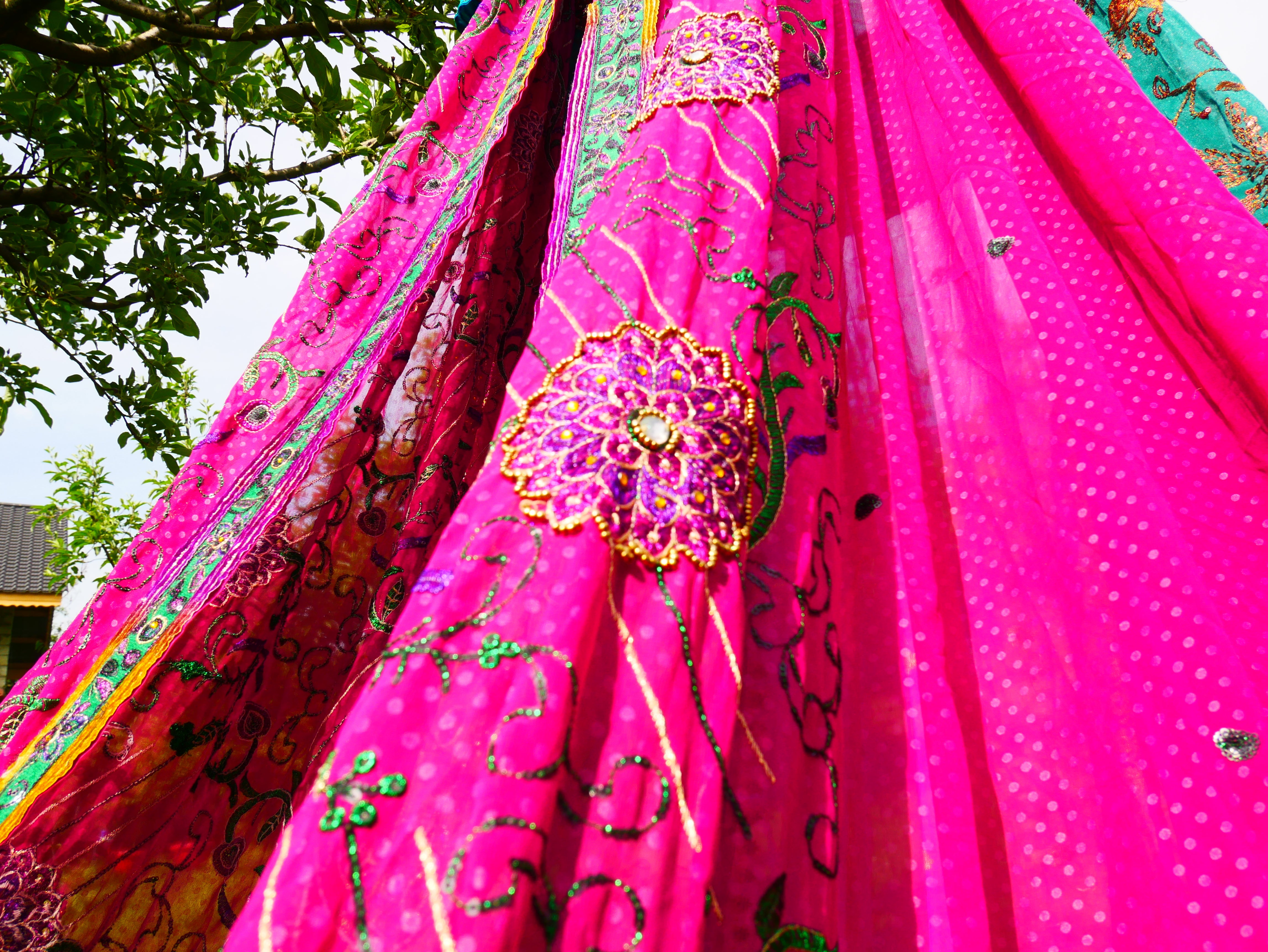 Kashmiri Canopy Saree tent - Bed Canopy  | Festival or Glamping decor - Shanti baldachin for Meditation Spaces
