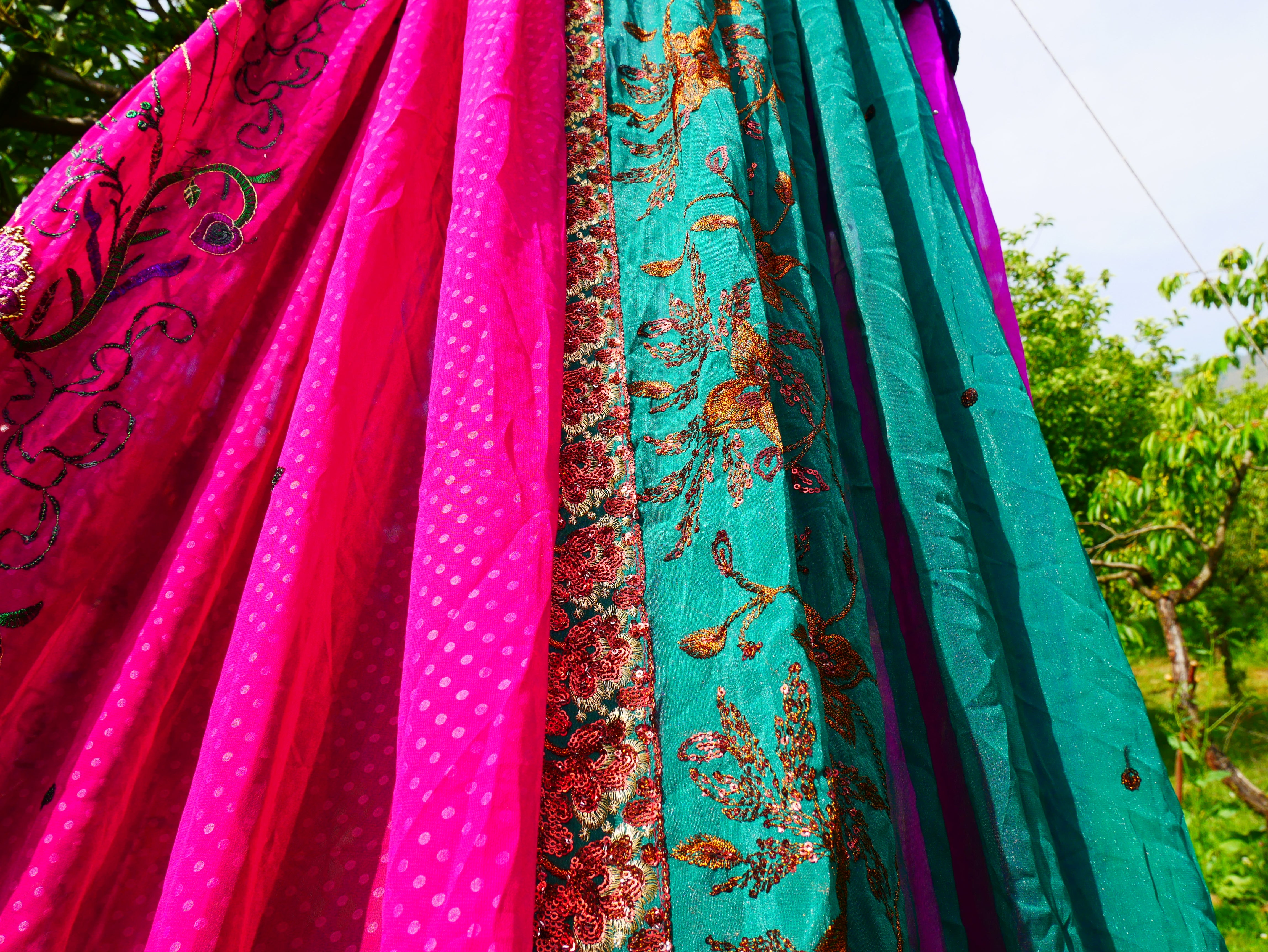 Kashmiri Canopy Saree tent - Bed Canopy  | Festival or Glamping decor - Shanti baldachin for Meditation Spaces