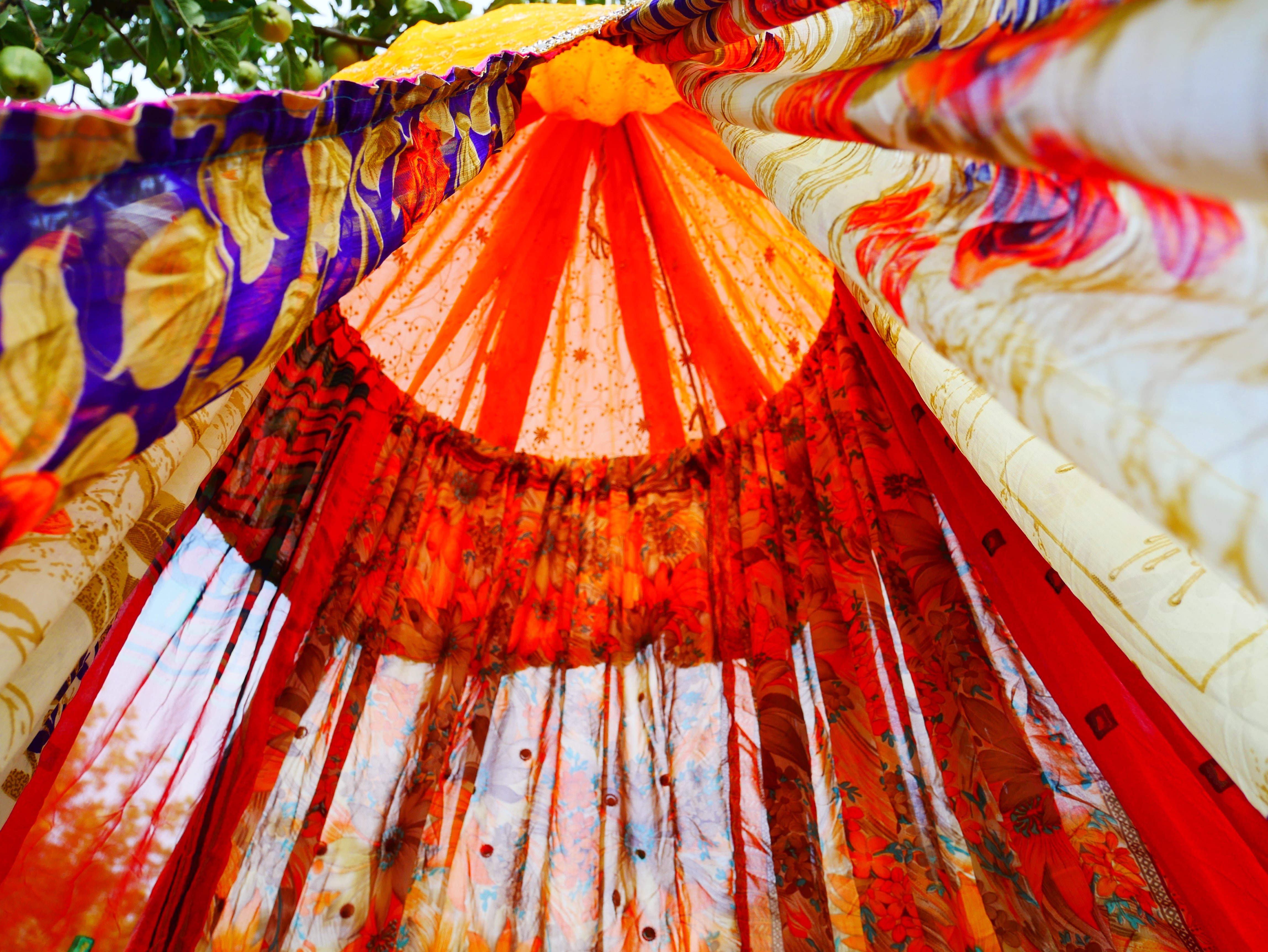 Kashmiri Canopy Saree tent - Bed Canopy  | Festival or Glamping decor - Shanti baldachin for Meditation Spaces