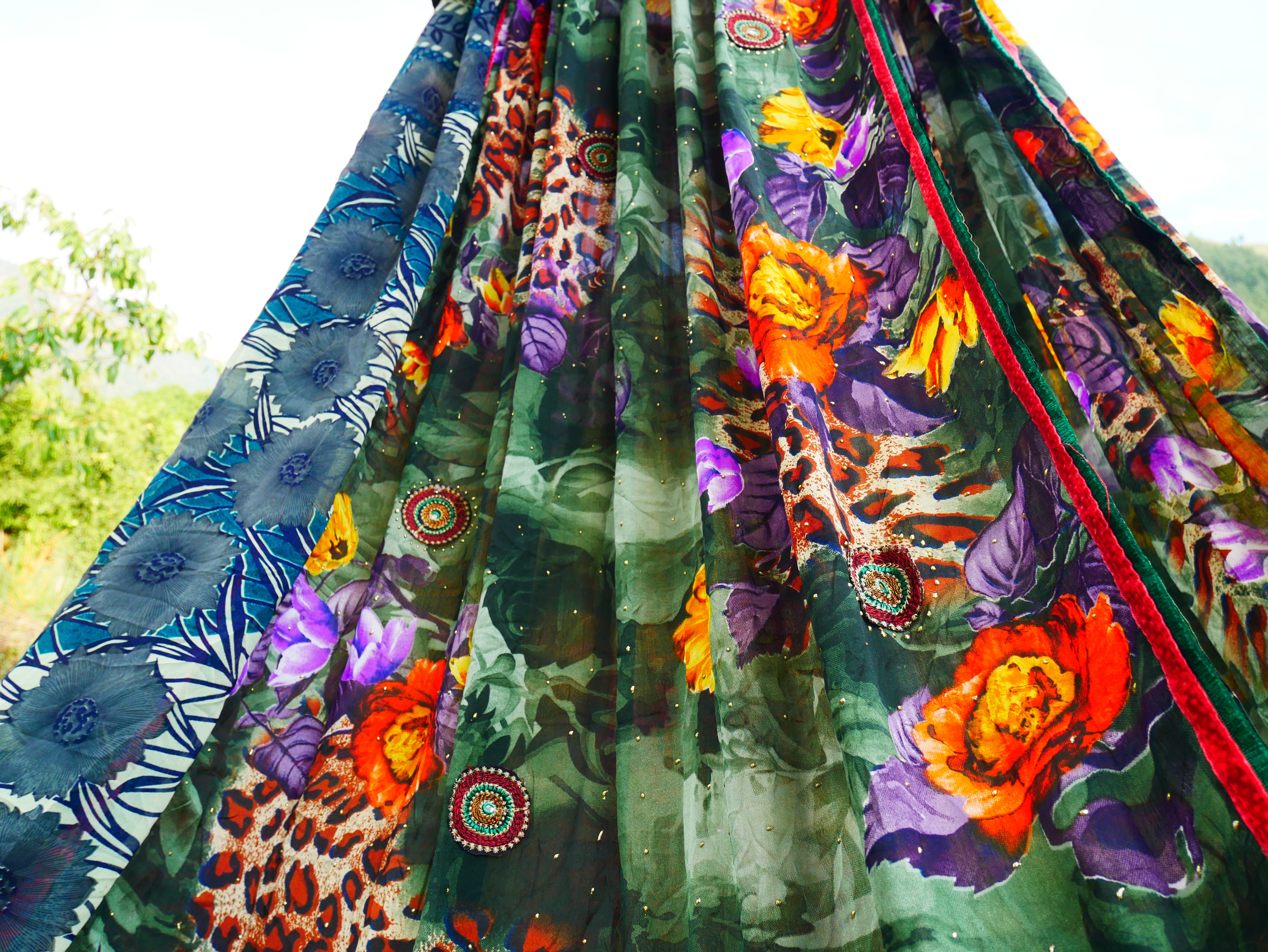 Saree canopy - hanging tent - bed canopy | bohemian wedding backdrop | for meditation rooms and reading nooks