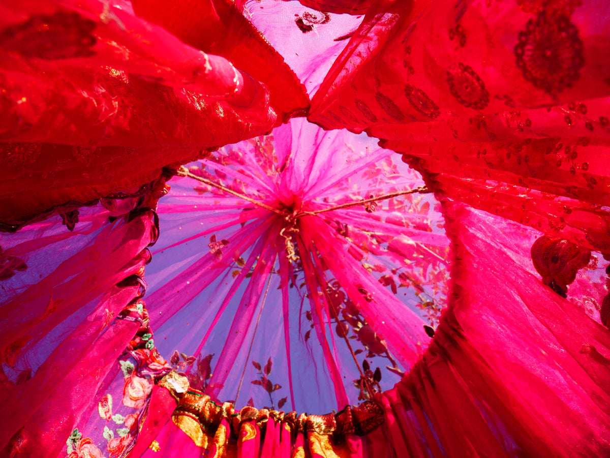 Saree canopy - hanging tent - bed canopy | bohemian wedding backdrop | Indian Hippie decor - floor seating area | meditation room - glamping