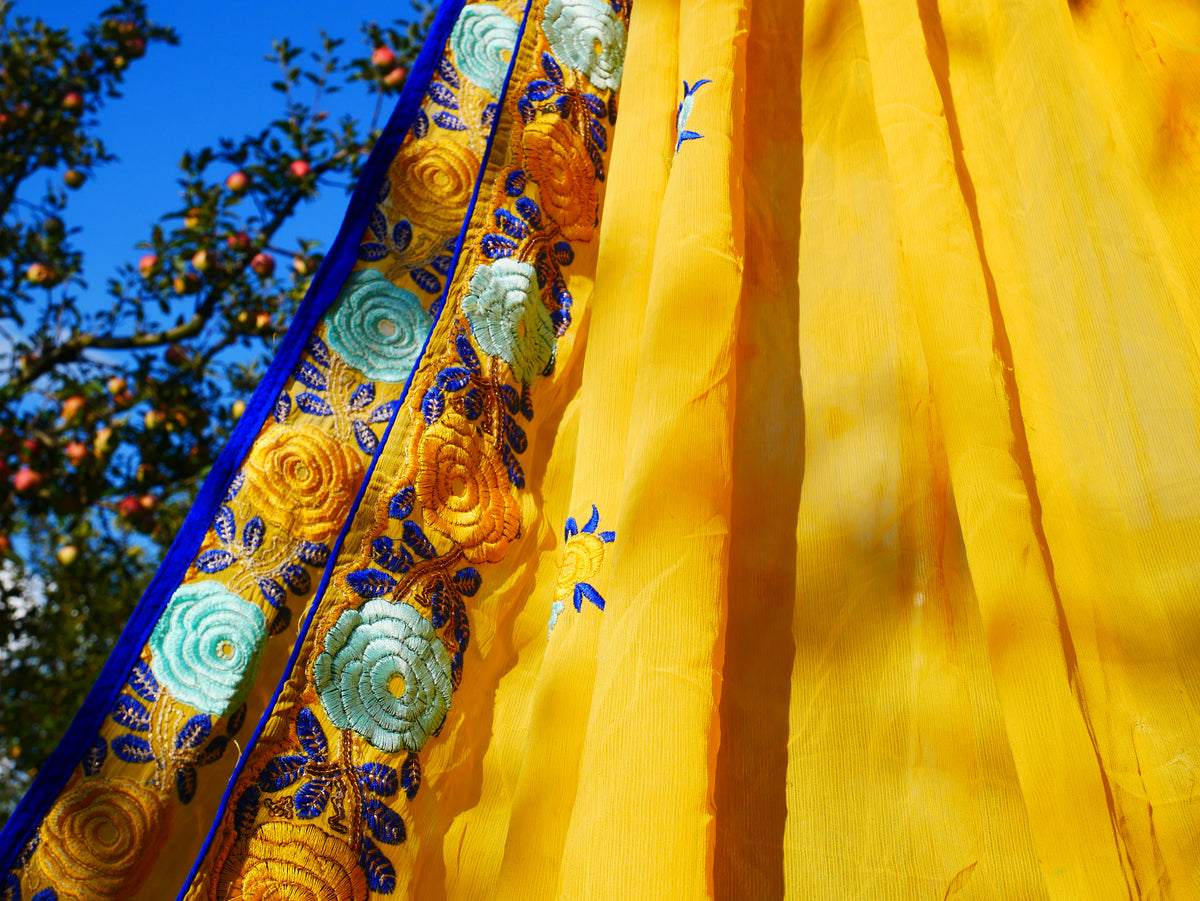 Handmade canopy Saree tent - bed canopy  | Colorful reading nook decor - Shanti baldachin for Meditation Spaces or kids play tent