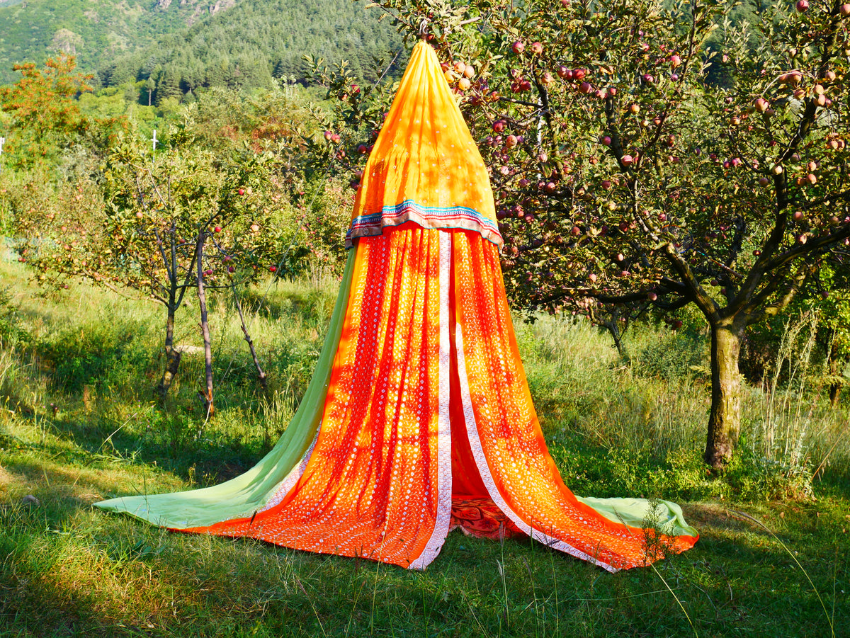 Shanti baldachin for Meditation Spaces or Reading nook - Kashmiri Canopy Saree tent