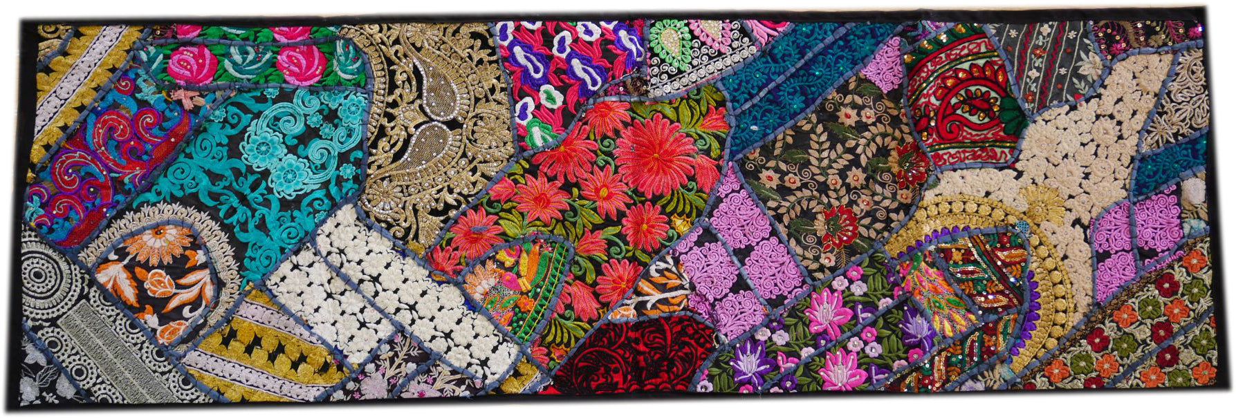 Boho wall hanging - Colorful tapestry - table runner vintage saree patchwork runner