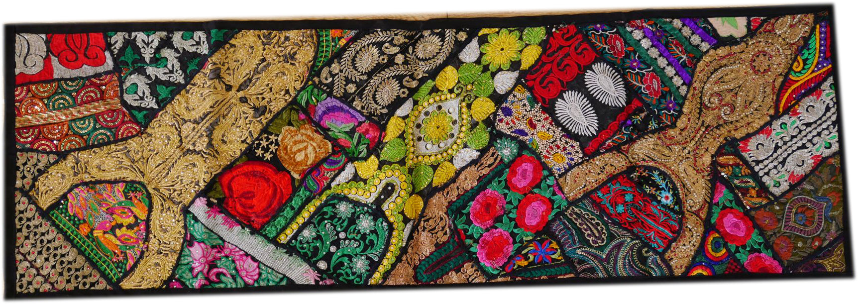 Boho wall hanging - Colorful tapestry - table runner vintage saree patchwork runner