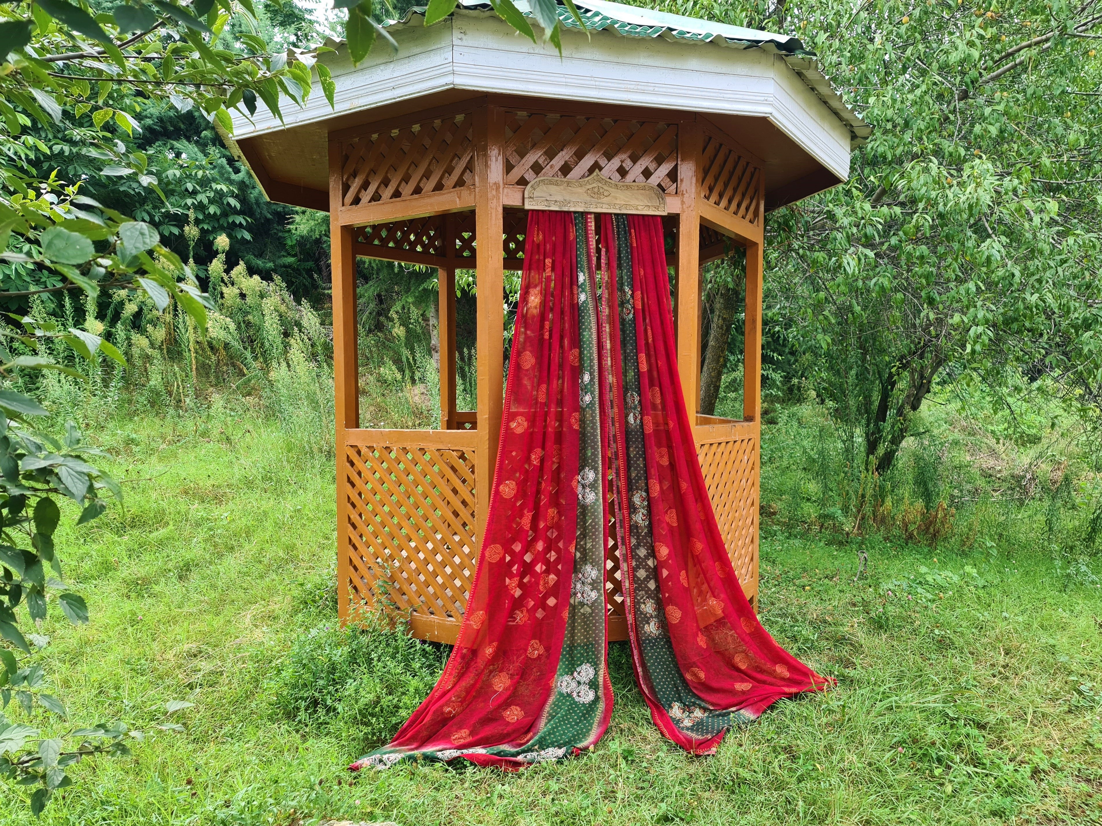 Kashmiri door - curtain walnut wood door topper - hand carved wood art - above bed wall decor - The Shanti Home