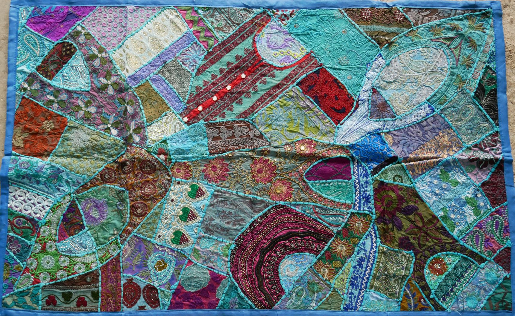 Blue wall tapestry - Indian wall hanging - bohemian hippie wall decor - The Shanti Home