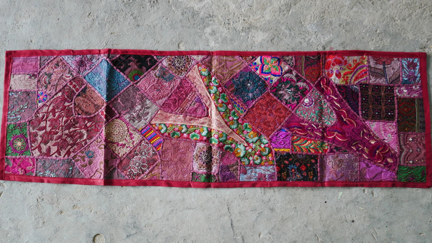 Table runner - wall tapestry "boho love" Indian wall hanging  colorful table runner - The Shanti Home