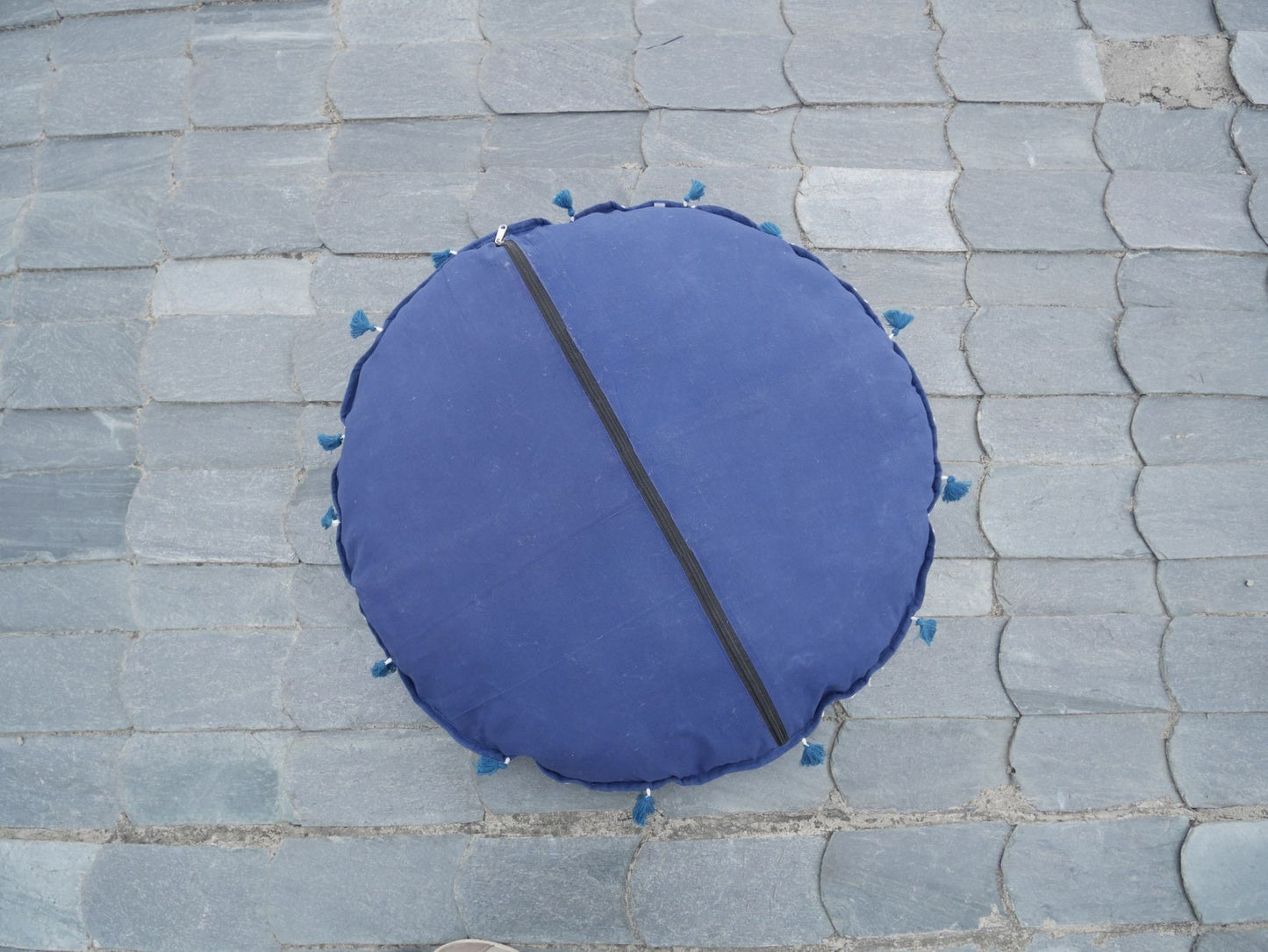 Floor cushion cover - Indian floor seating | Colorful meditation cushion - dark blue floor pillow - The Shanti Home