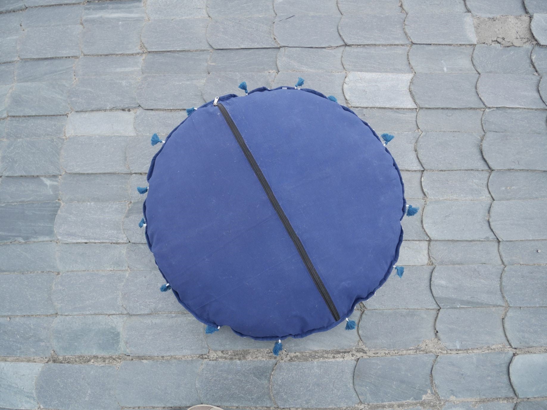 Floor cushion cover - Indian floor seating | Colorful meditation cushion - dark blue floor pillow - The Shanti Home