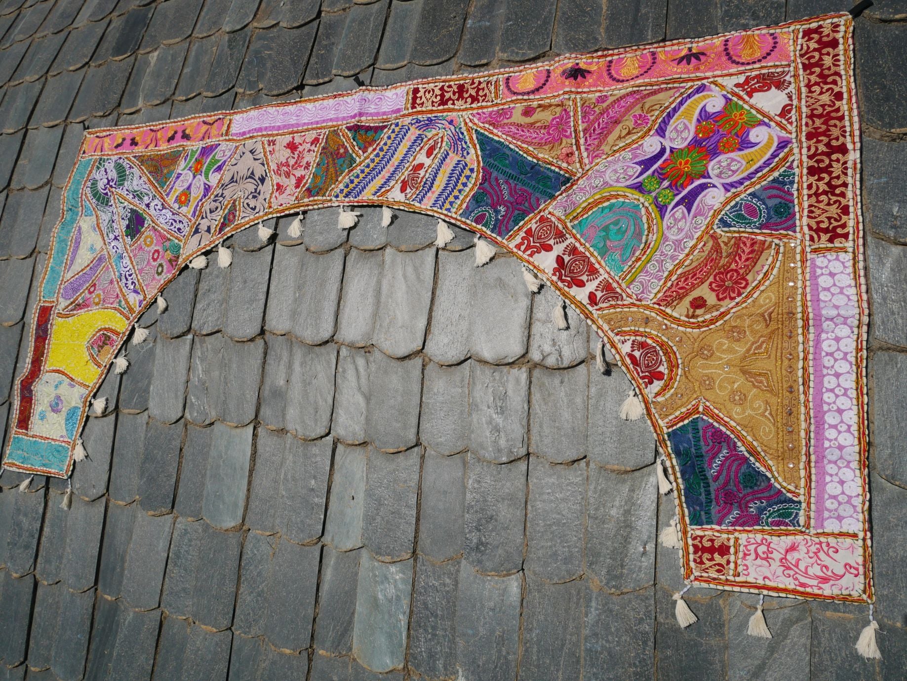 Large Indian Entrance Decor - Toran - Boho Wall Decor - Window Valance - The Shanti Home