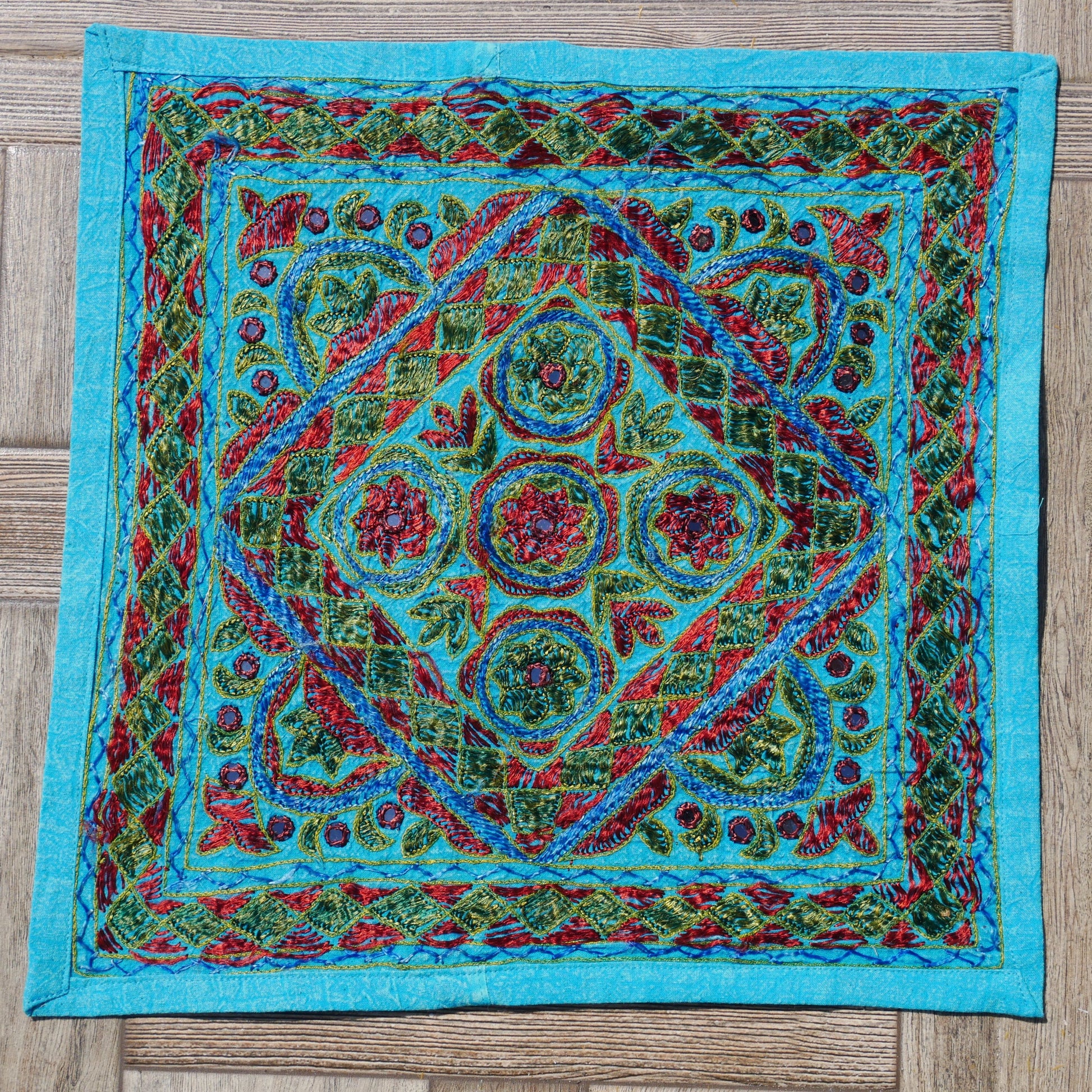 Embroidery pillow cover - turquoise throw pillow case - The Shanti Home