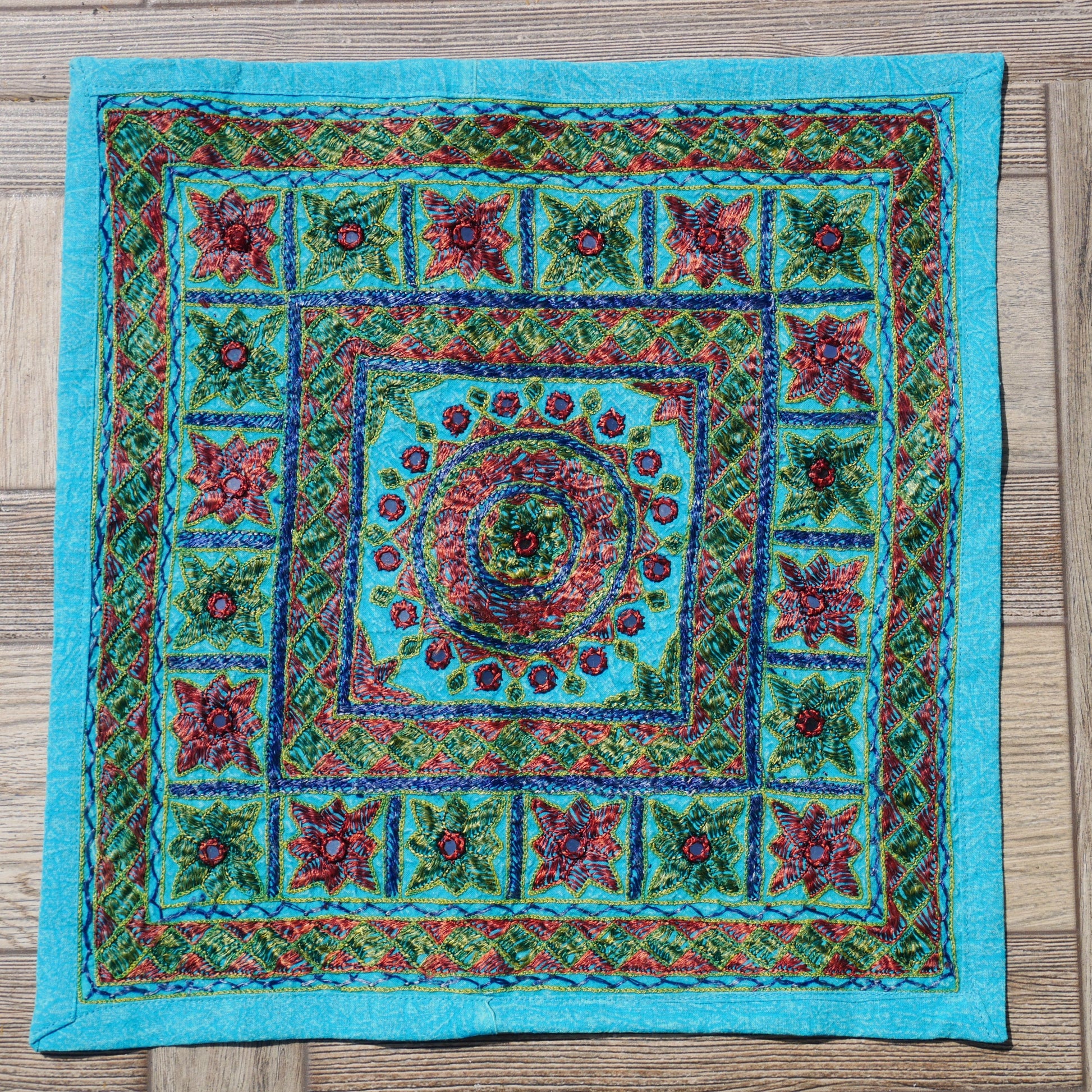 Embroidery pillow cover - turquoise throw pillow case - The Shanti Home