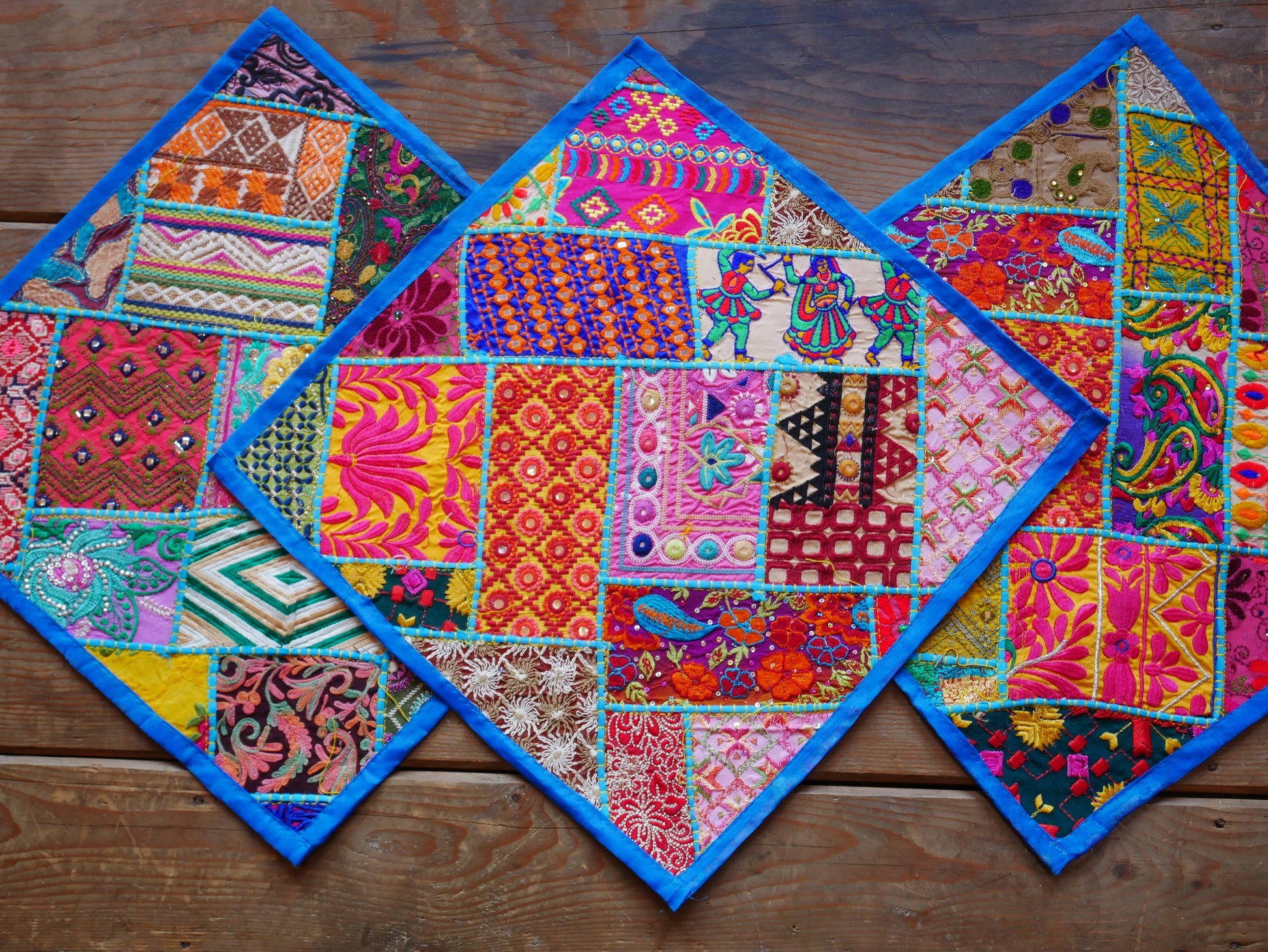 Boho throw pillow - turquoise patchwork pillow cover - The Shanti Home